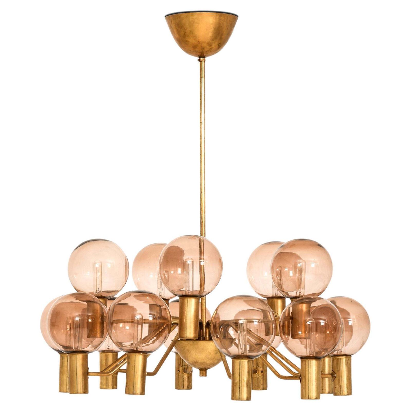 Ceiling Lamp In Brass And Glass By Hans Agne Jakobsson, 1950's
