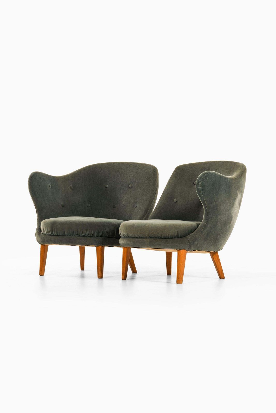Easy Chairs In Beech And Original Mohair Velvet Upholstery By Arne Norell, 1952 photo buy