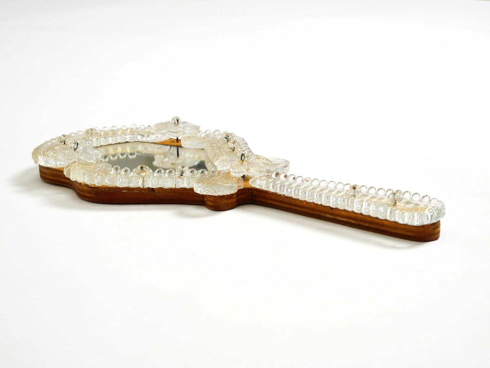 Venetian Mid Century Modern Hand Or Wall Mirror With Murano Glass Rosettes photo Home Decor