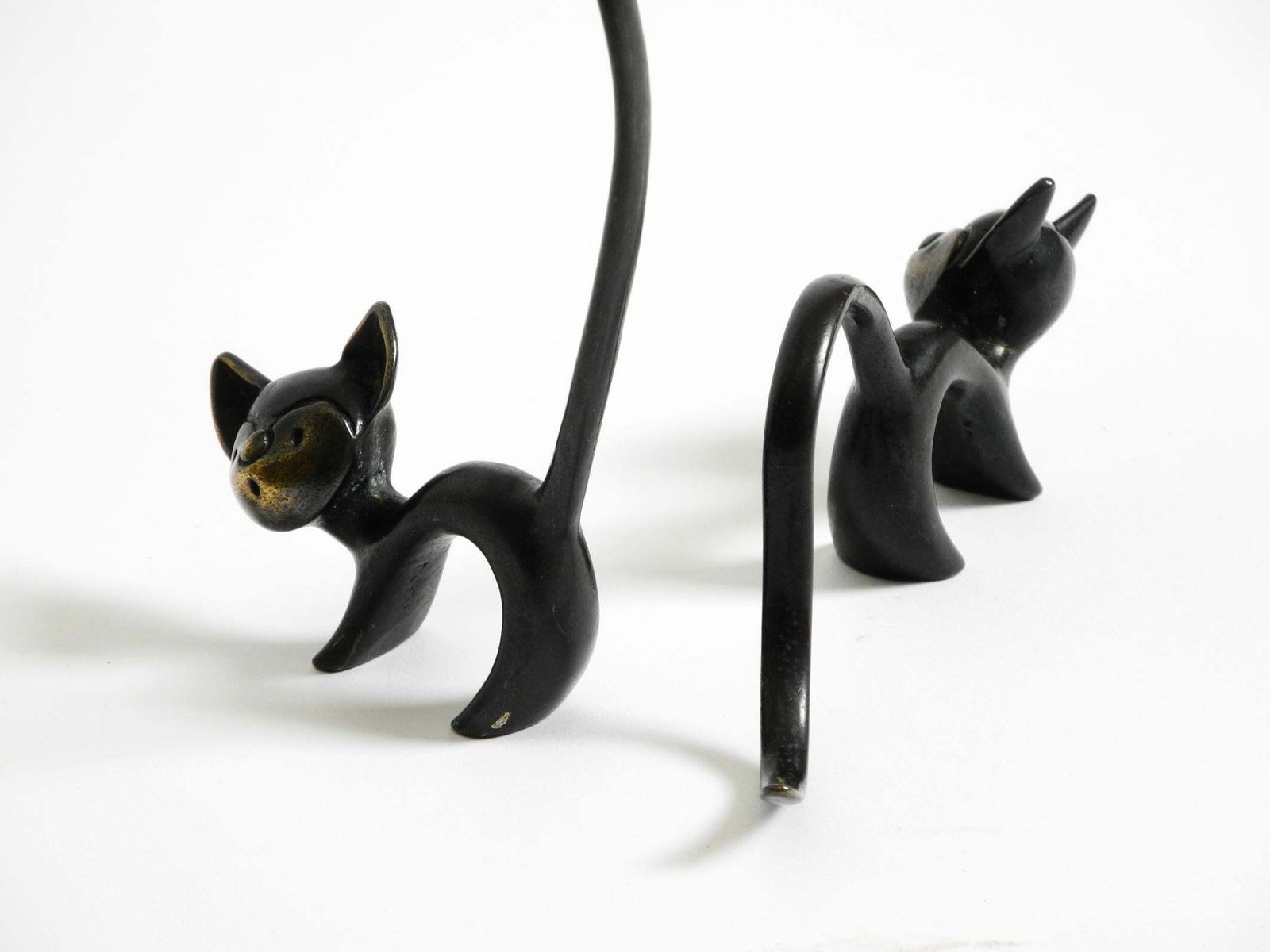 Art Two Mid Century Brass Cats As Ring Holders By Walter Bosse For Herta Baller photo