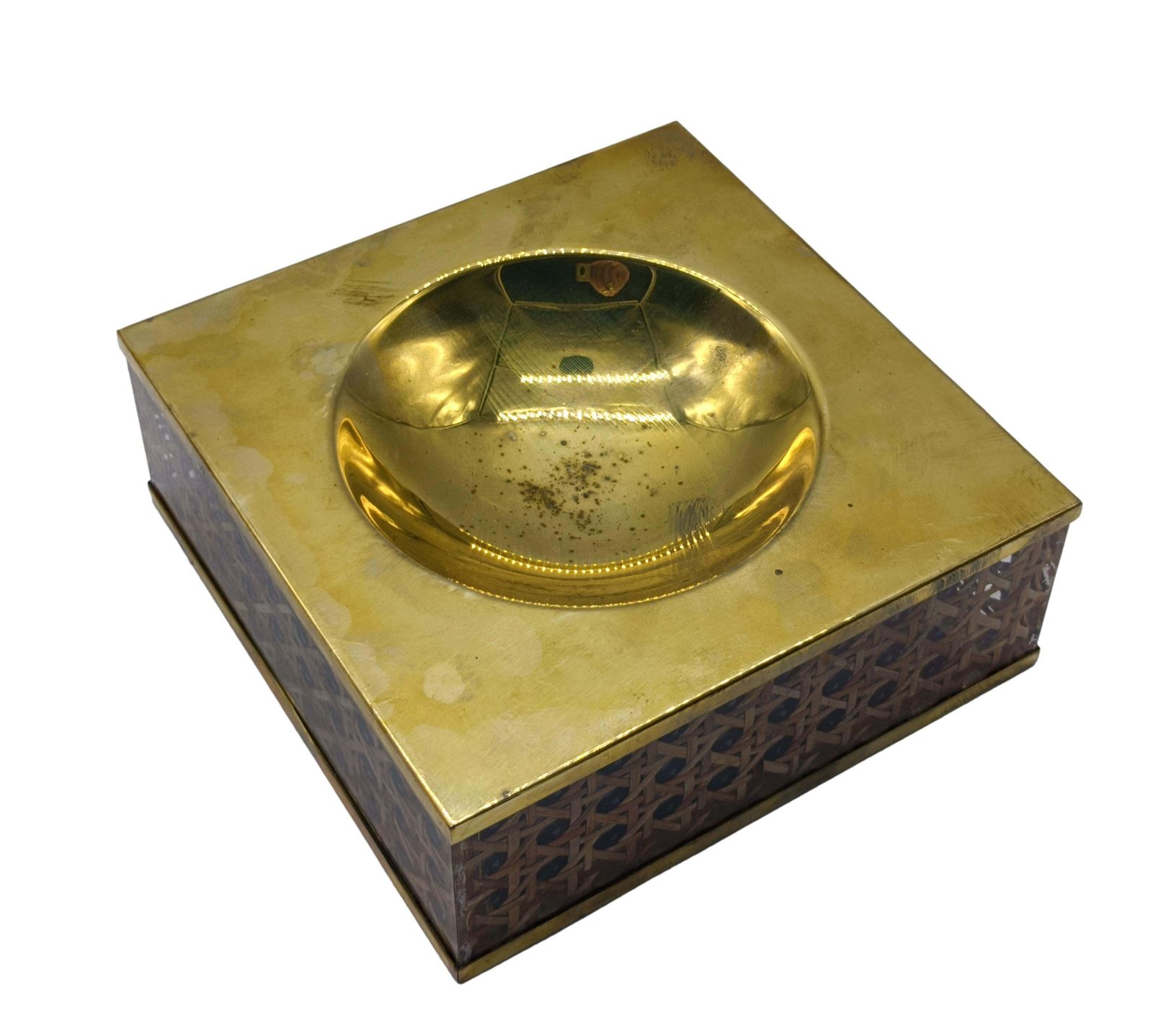 Dior Home Attrib. Posacenere In Vetro Acrilico, Ottone E Paglia Di Vienna photo Home Decor