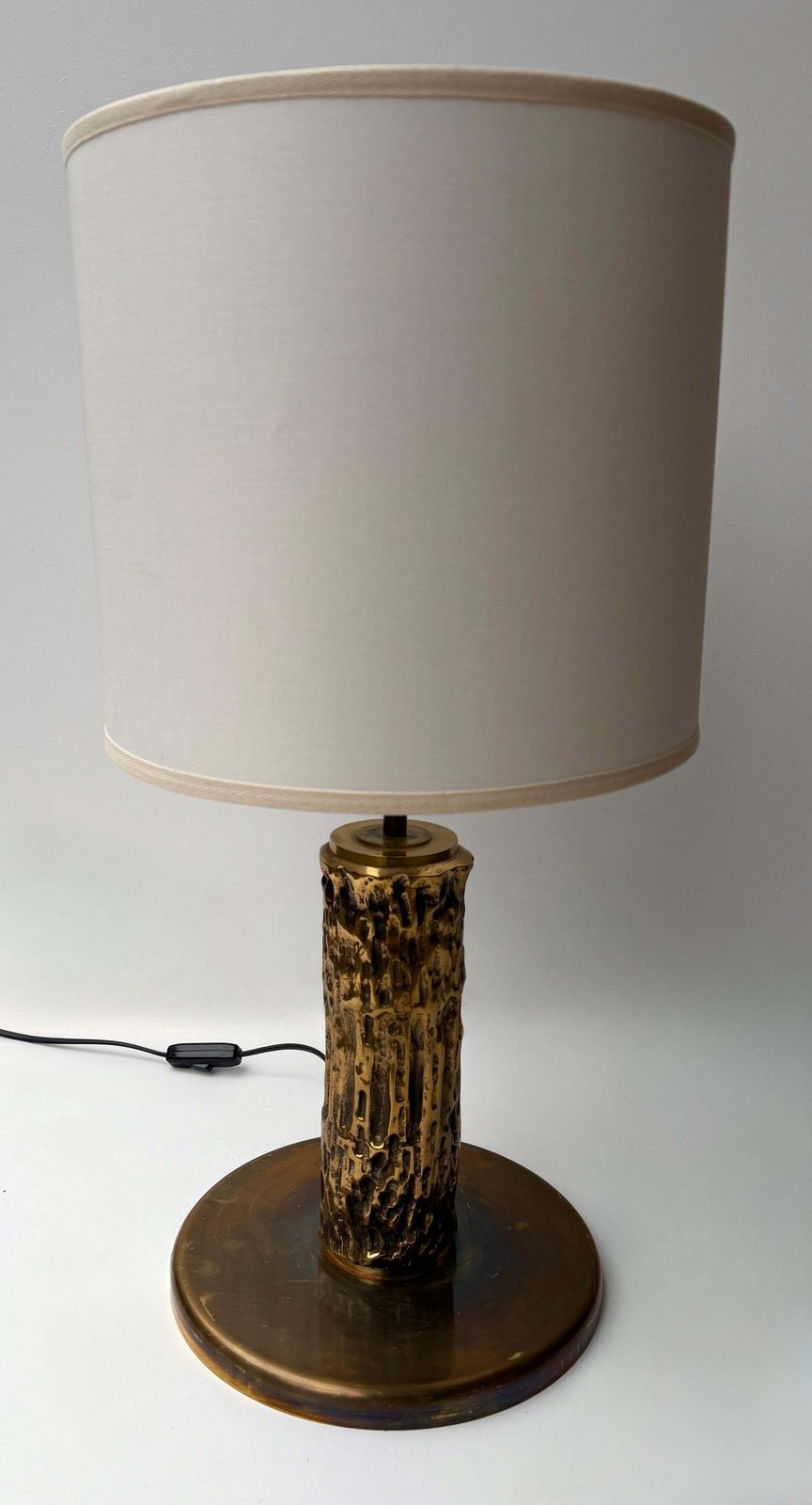 photo for sale Pair Of Brass Sculpture Lamps By Angelo Brotto For Esperia Italy, 1980s