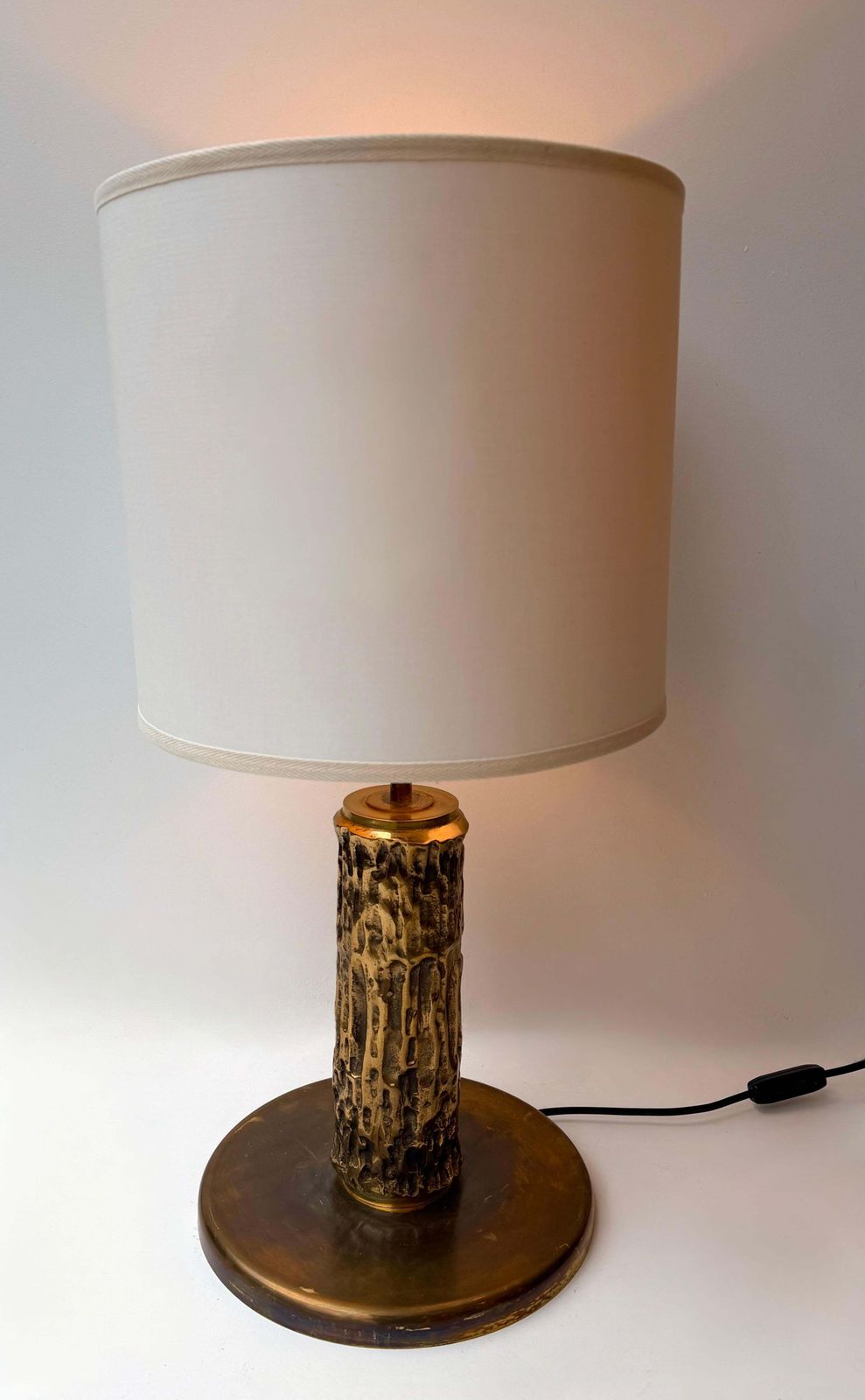 Lighting Pair Of Brass Sculpture Lamps By Angelo Brotto For Esperia Italy, 1980s photo