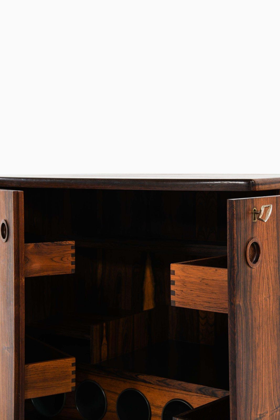 Bar Cabinet On Wheels In Rosewood, Formica And Steel By Illum Wikkelsø, 1960's photo 8263.0