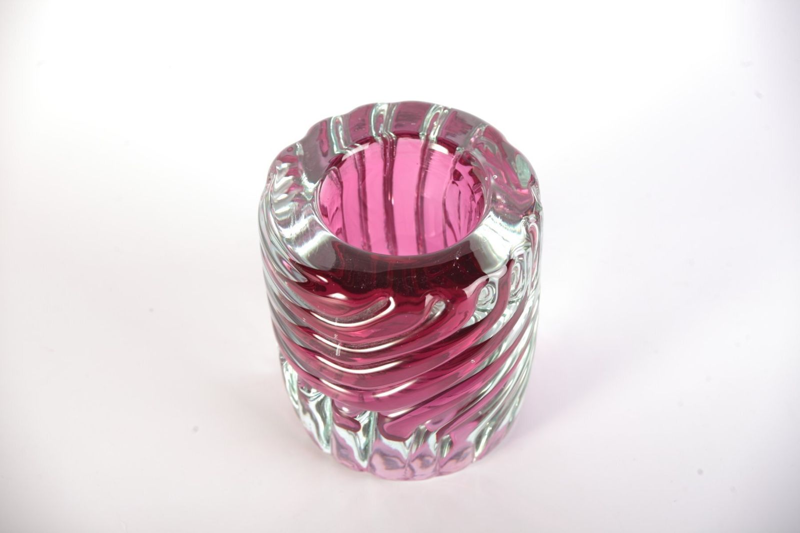 Pink Glass Or Object Vase By Frantisek Vizner, Czech, 1960s photo vintage