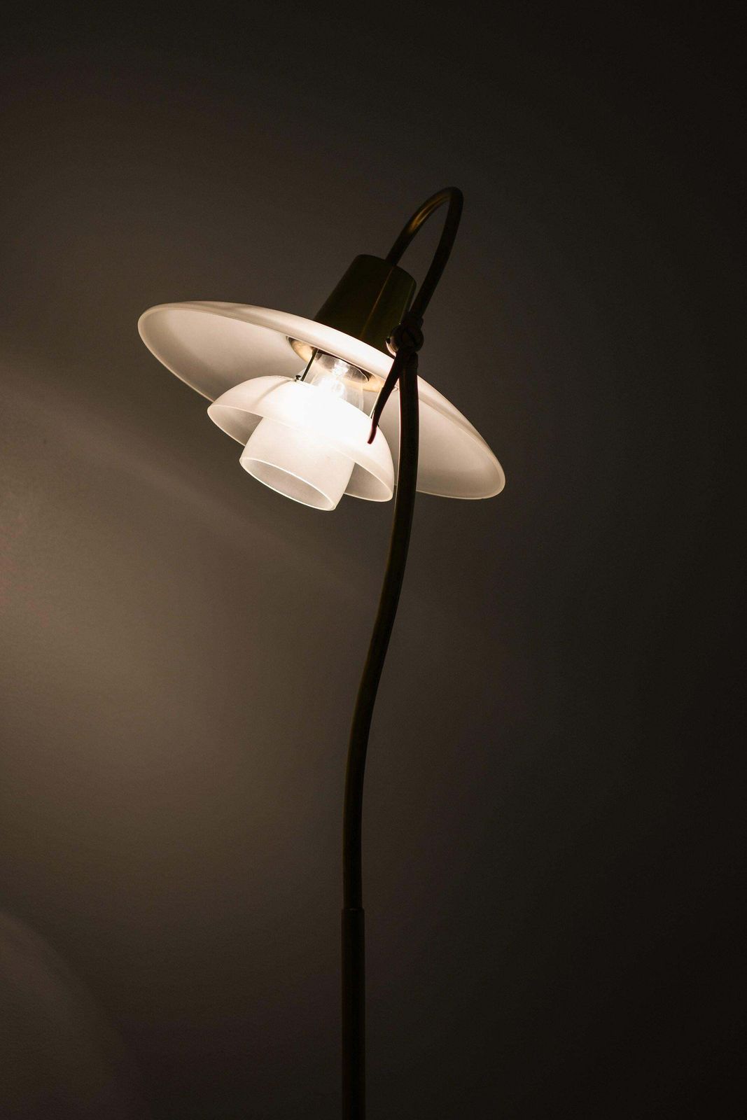 Floor Lamp In Bronze Patinated Brass And Glass Shades By Poul Henningsen, 1940's photo for sale