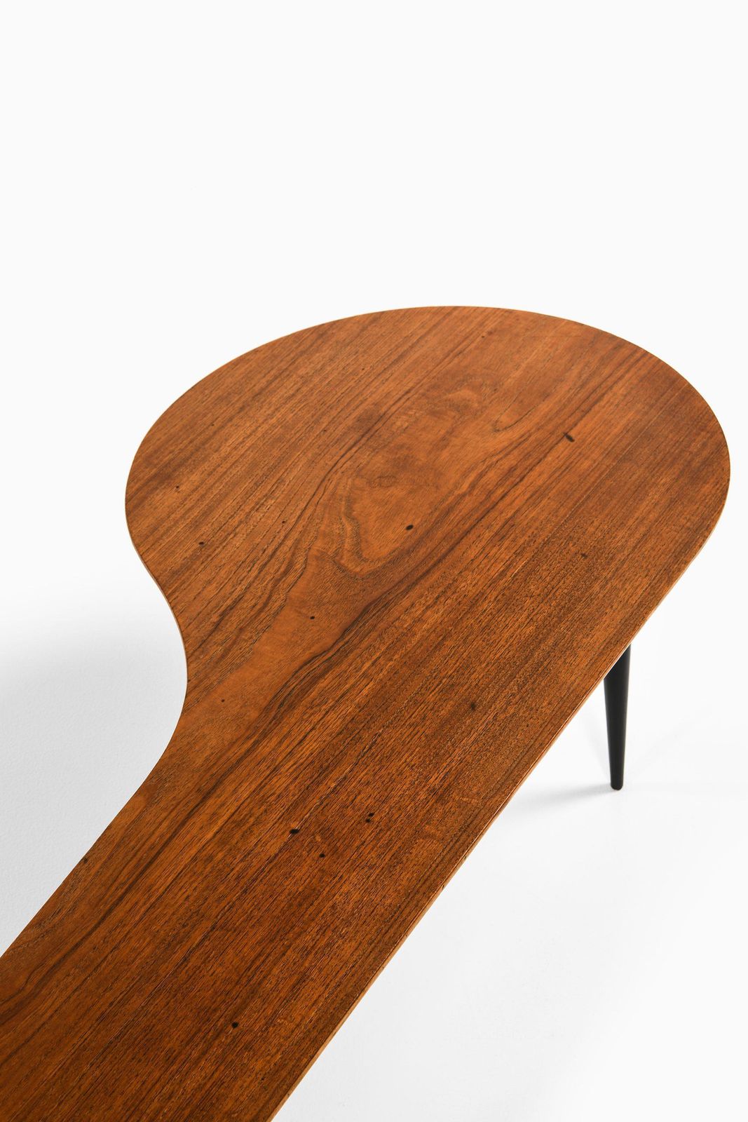 Coffee Table In Black Lacquered Wood And Teak, 1950's photo Furniture