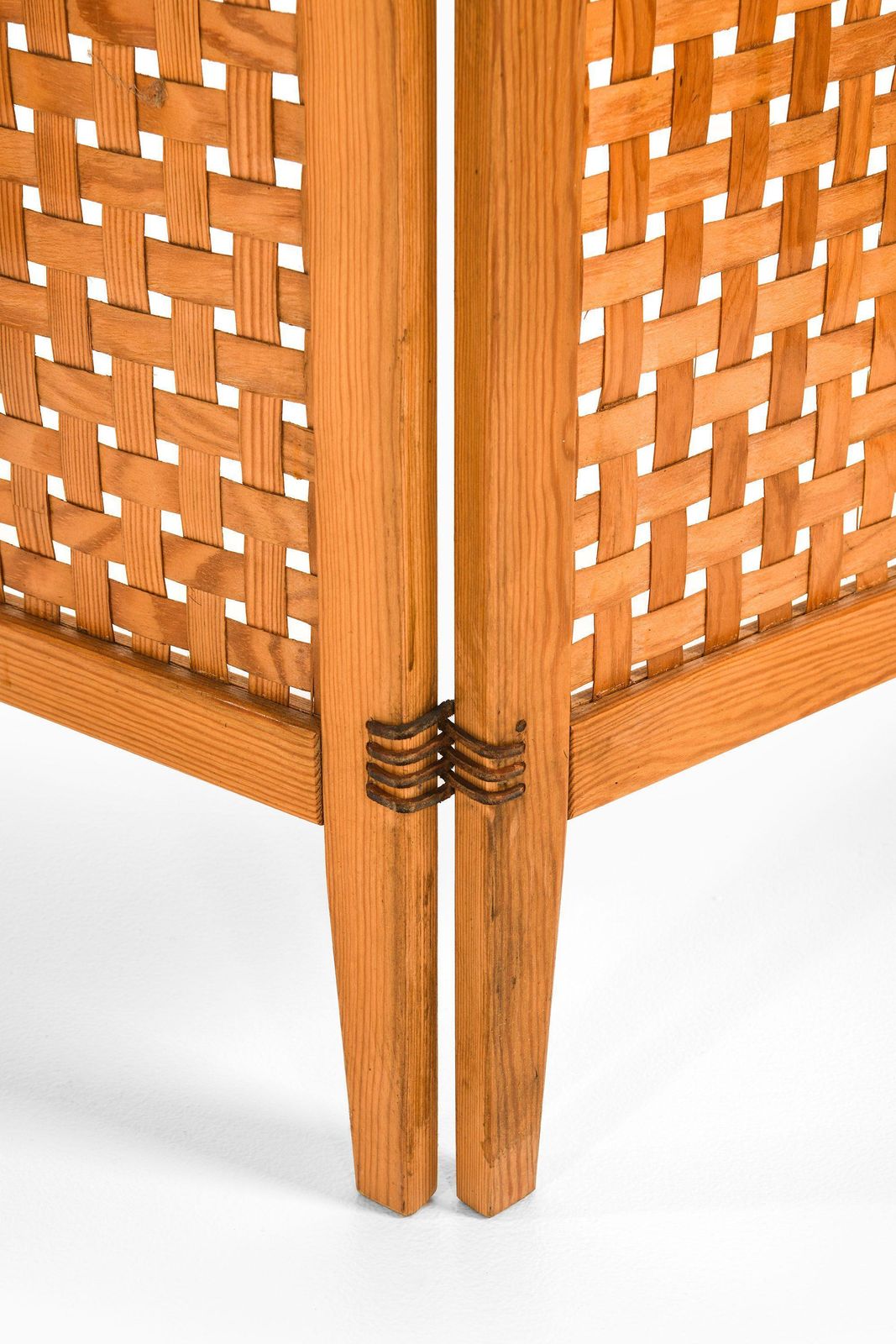 Very Rare Folding Screen / Room Divider In Pine With Suede Strings, 1950's photo 7291.0