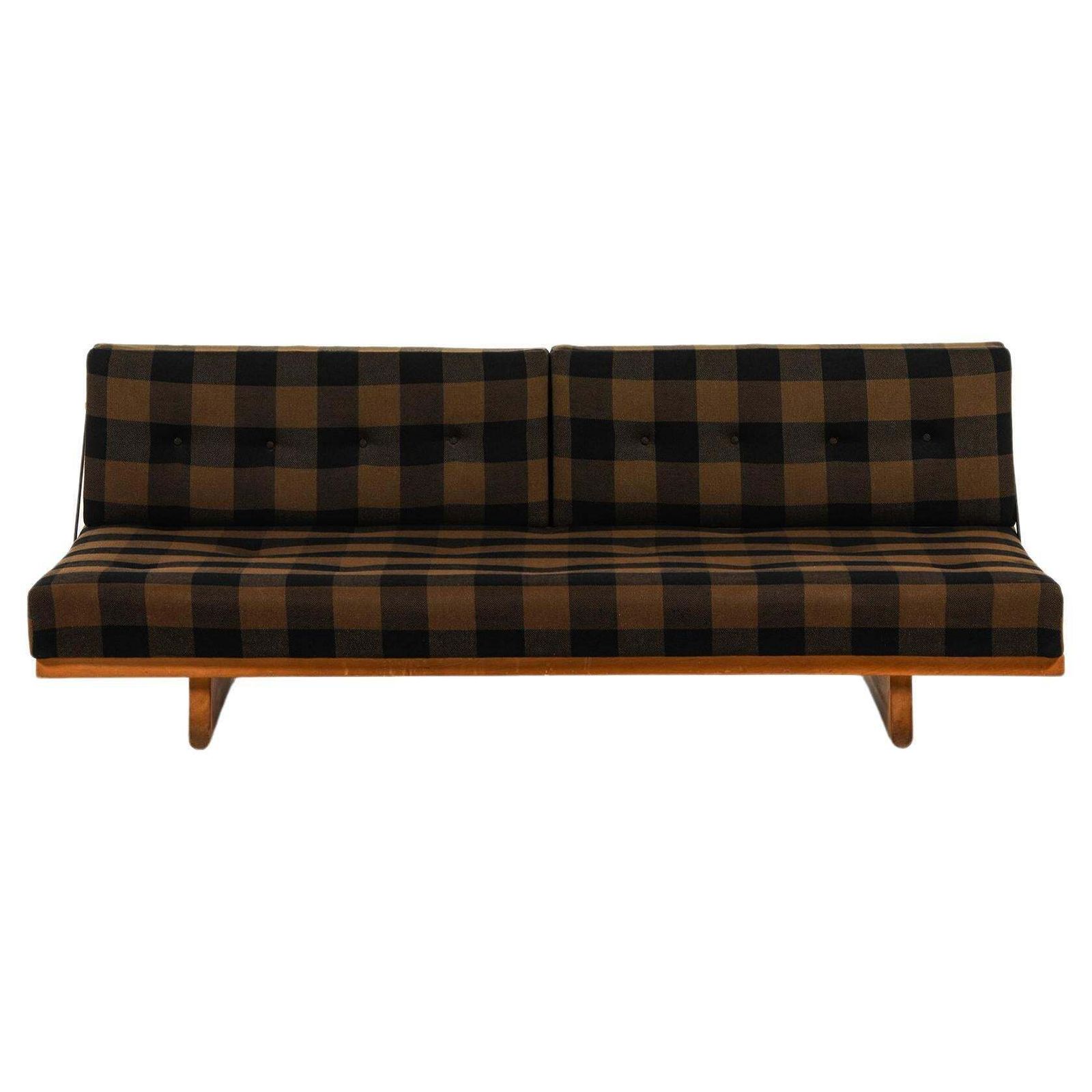 Sofa / Daybed In Oak, Brass And Original Fabric By Børge Mogensen, 1950's
