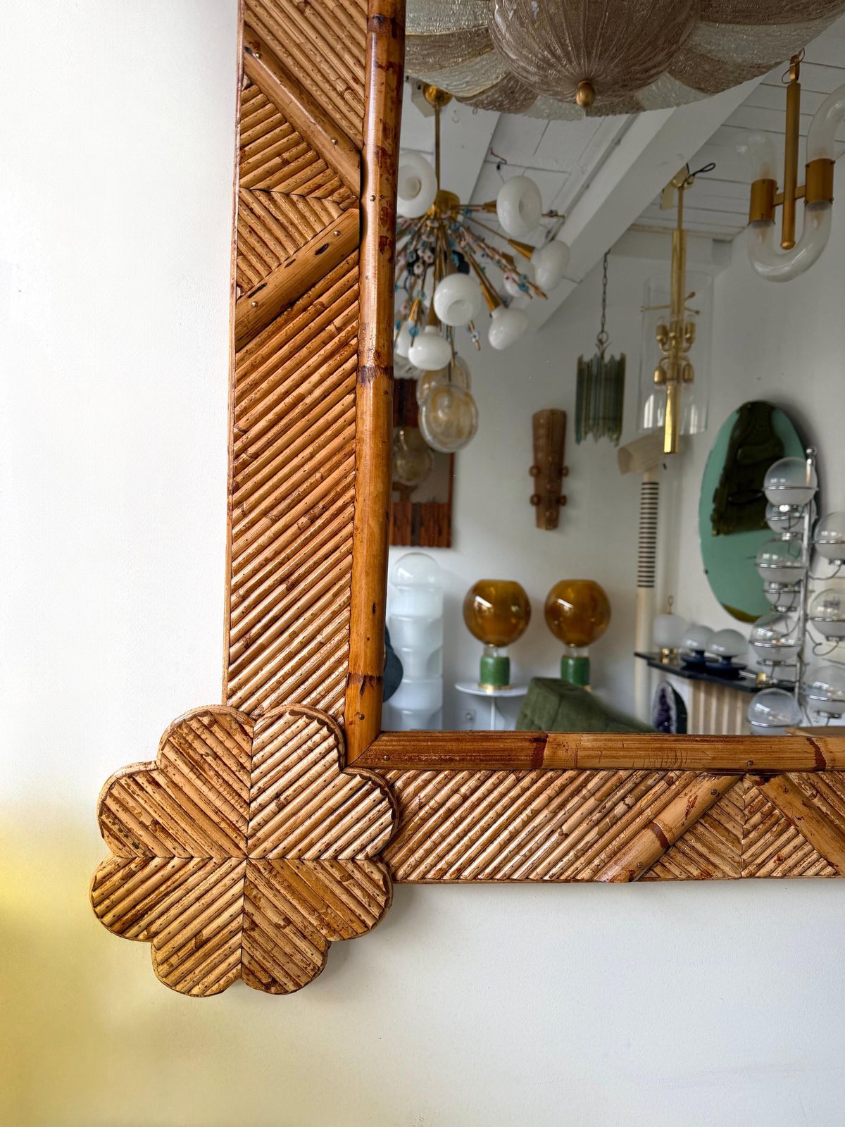 4246.0 Bamboo And Rattan Mirror By Vivai Del Sud. Italy, 1970s photo