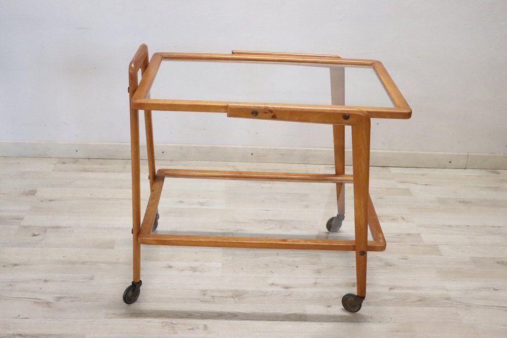 Wood And Glass Drinks Trolley Or Bar Cart, 1950s photo furniture