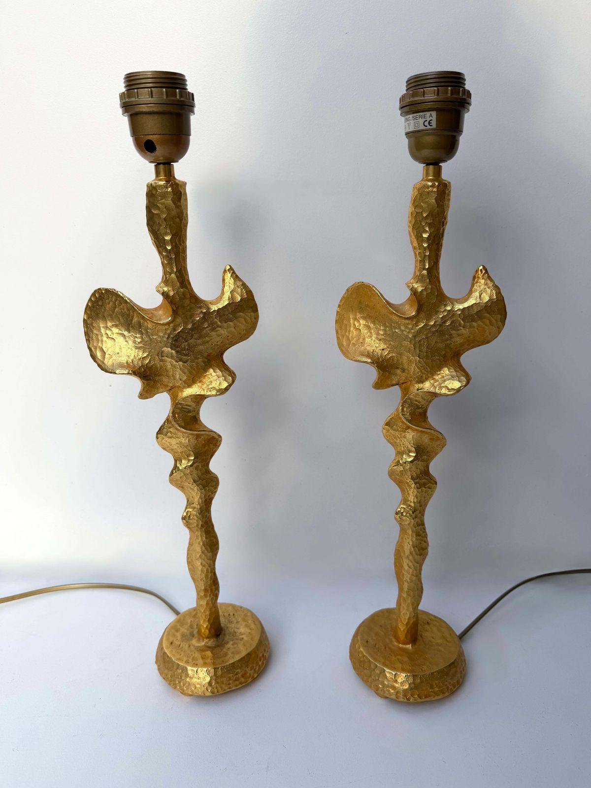 Pair Of Lamps Gilt Metal By Nicolas De Waël For Fondica, France, 2000s photo Lighting