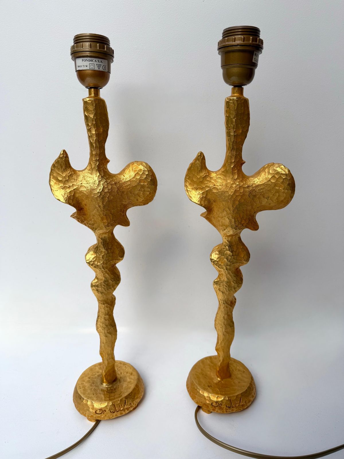 photo furniture Pair Of Lamps Gilt Metal By Nicolas De Waël For Fondica, France, 2000s