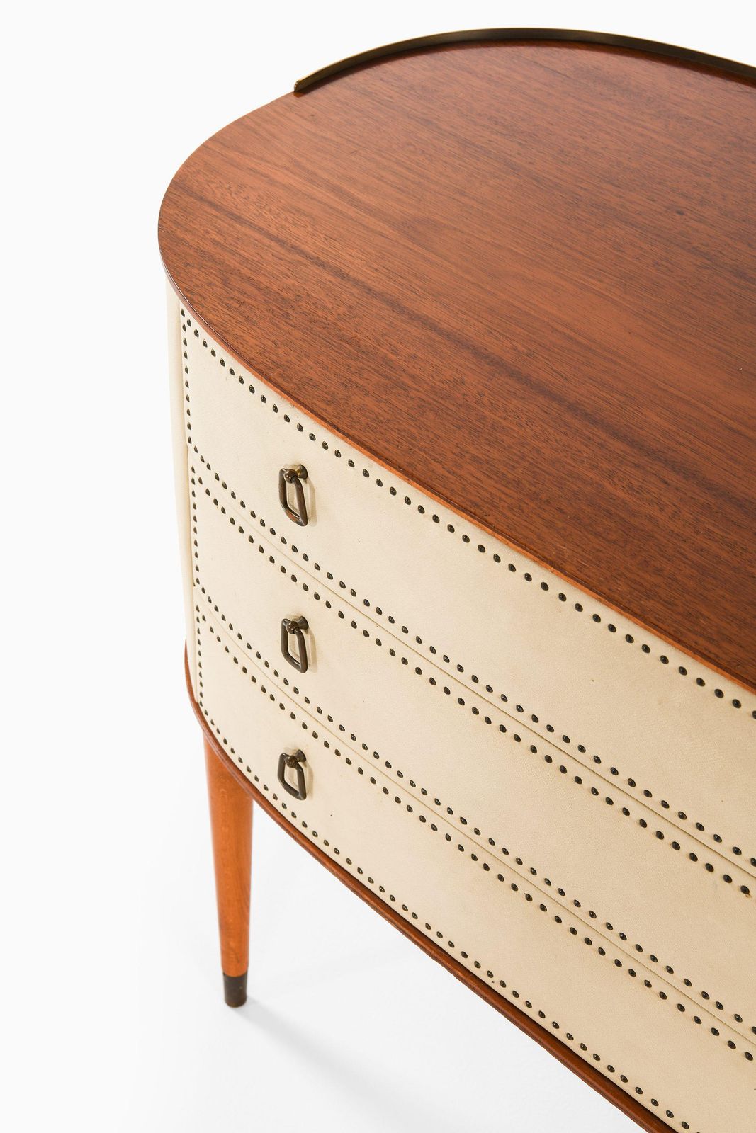 Bureau In Mahogany And White Artificial Leather By Halvdan Pettersson, 1950's photo Furniture