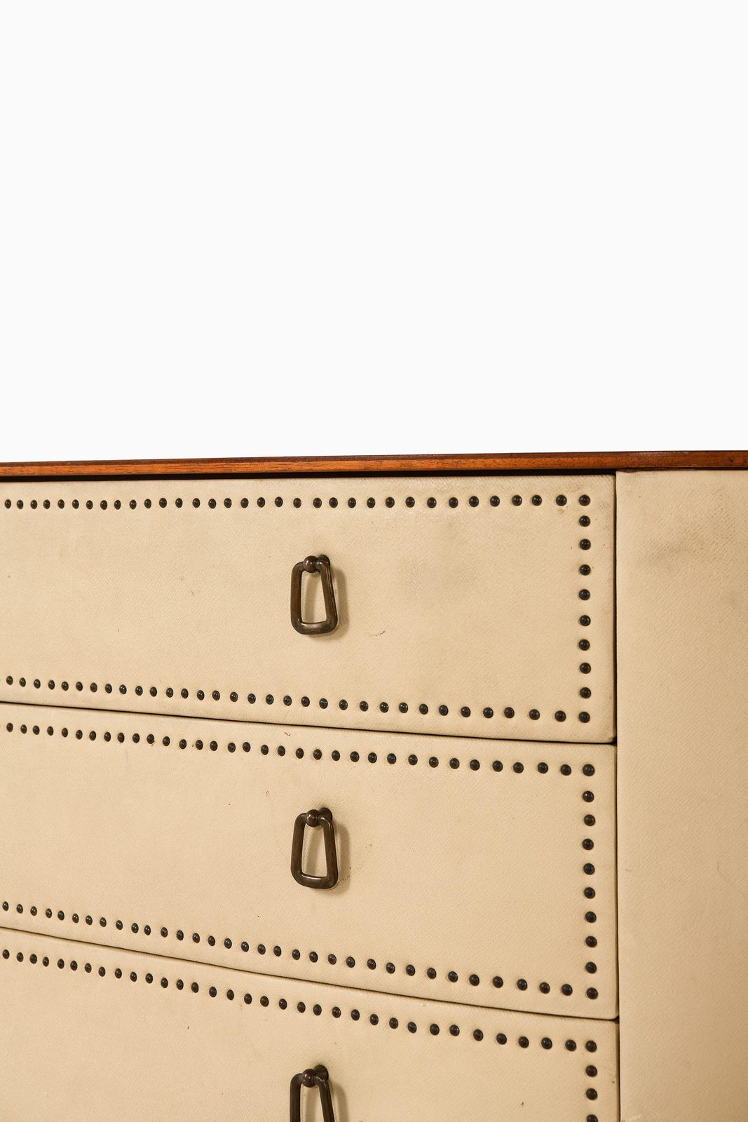 Bureau In Mahogany And White Artificial Leather By Halvdan Pettersson, 1950's photo buy