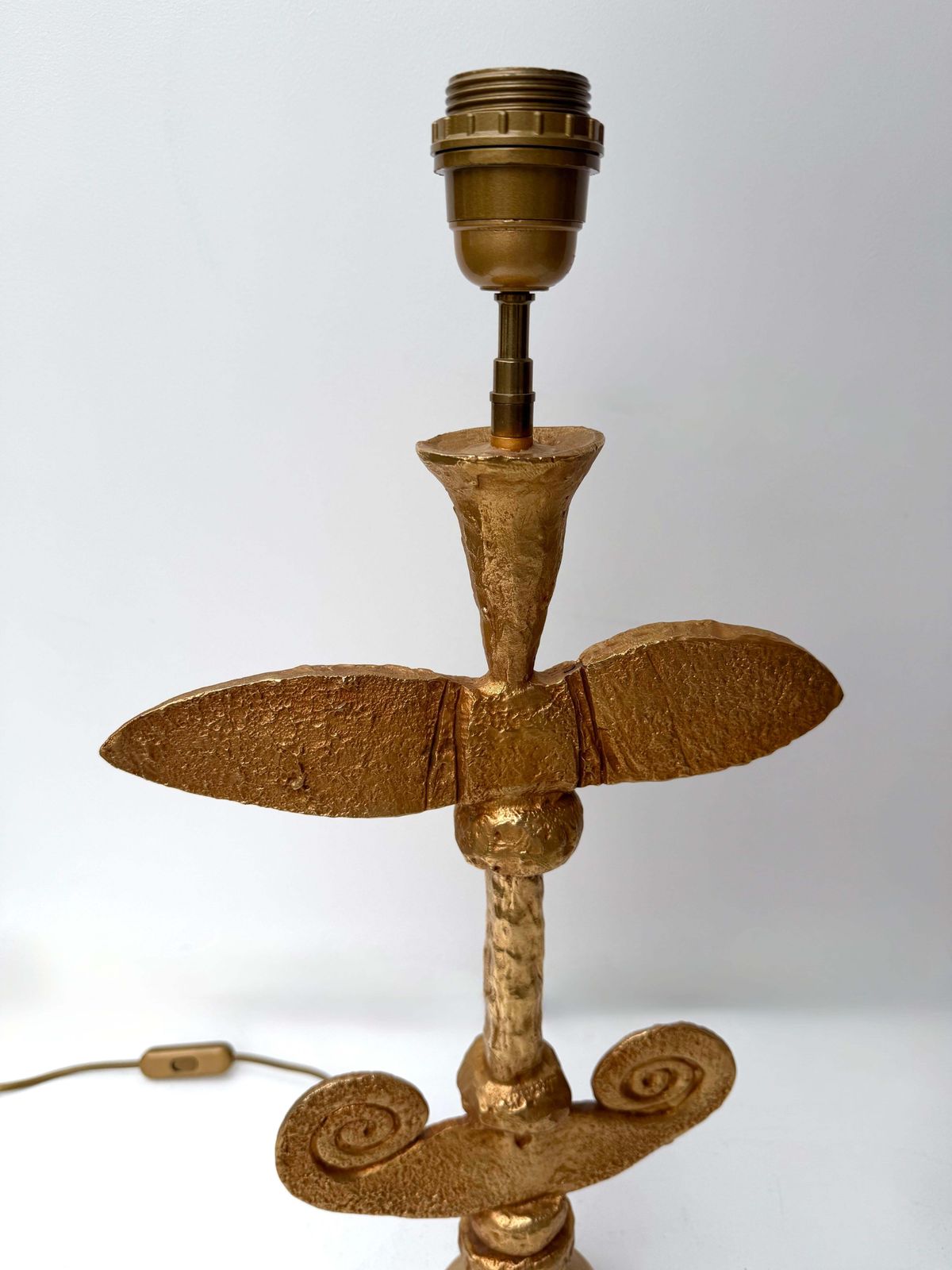 Pair Of Lamps Gilt Metal By Pierre Casenove For Fondica, France, 1990s photo vintage