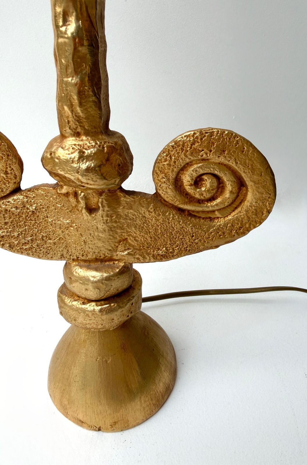photo for sale Pair Of Lamps Gilt Metal By Pierre Casenove For Fondica, France, 1990s
