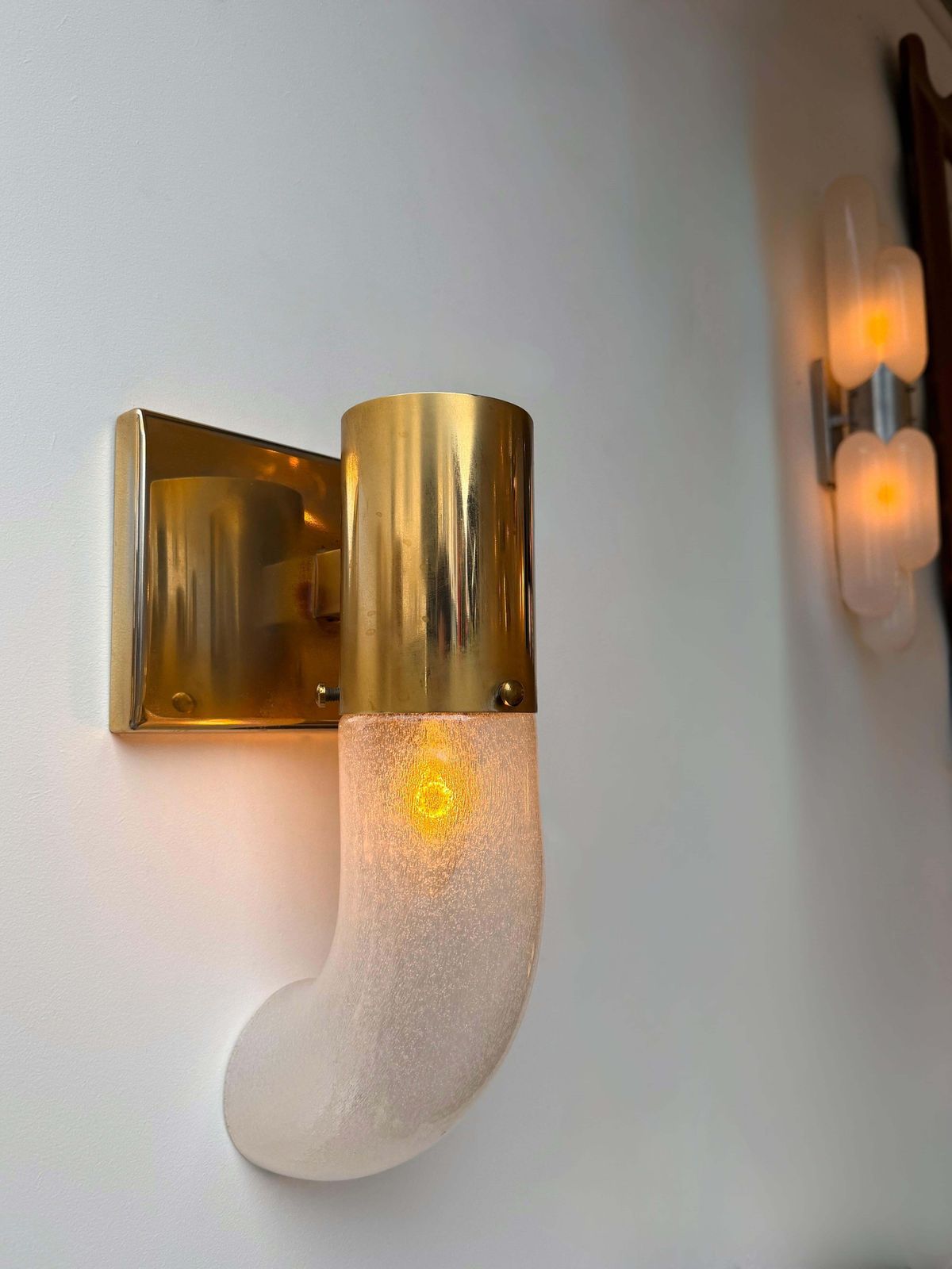 Brass Sconce Murano Glass By Aldo Nason For Mazzega, Italy, 1970s photo 1946.0