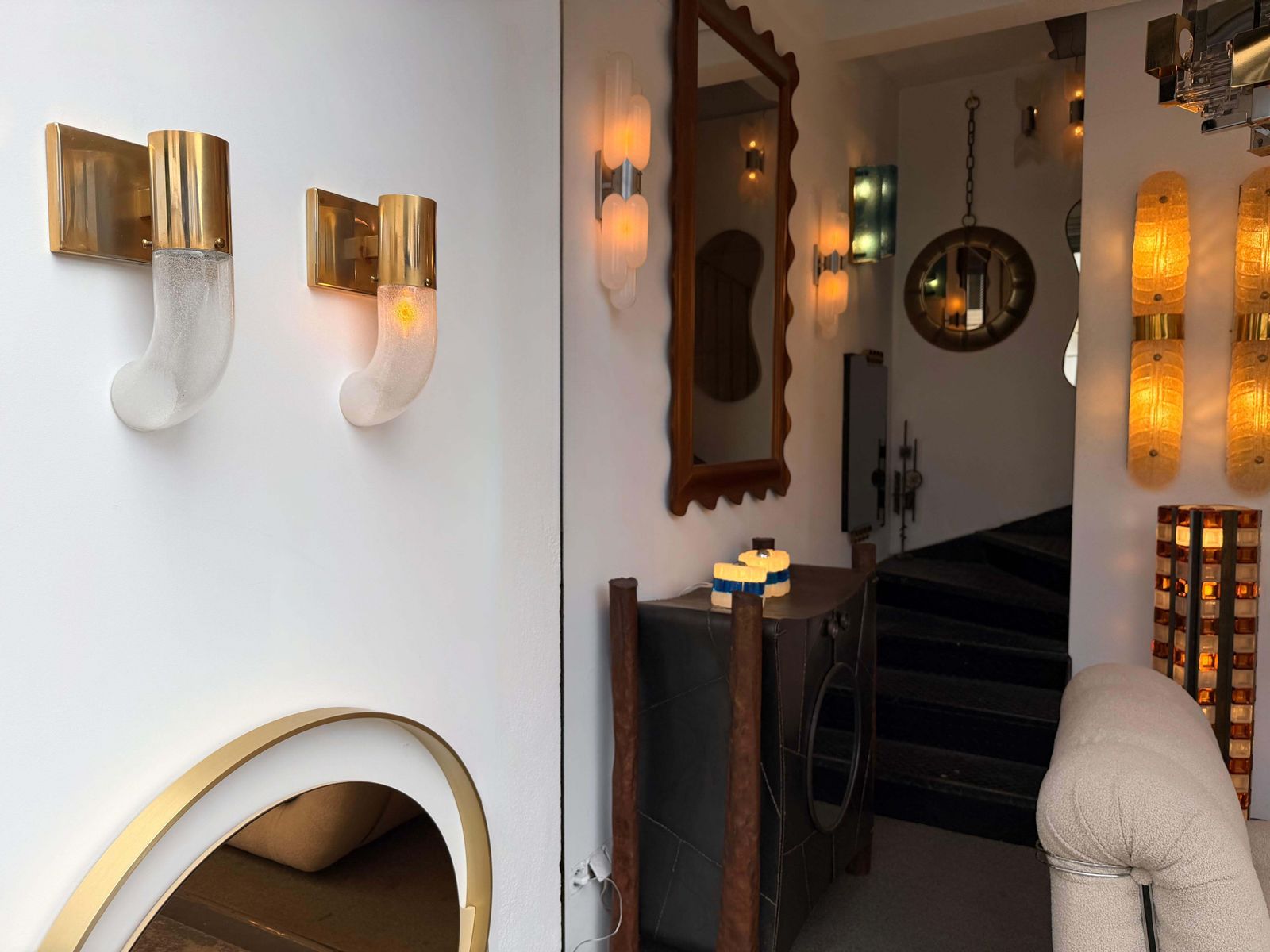 photo vinterior Brass Sconce Murano Glass By Aldo Nason For Mazzega, Italy, 1970s