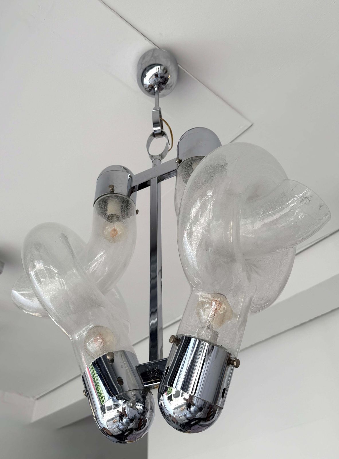 Pendant Lighting Murano Glass And Metal By Aldo Nason For Mazzega, Italy, 1970s photo for sale