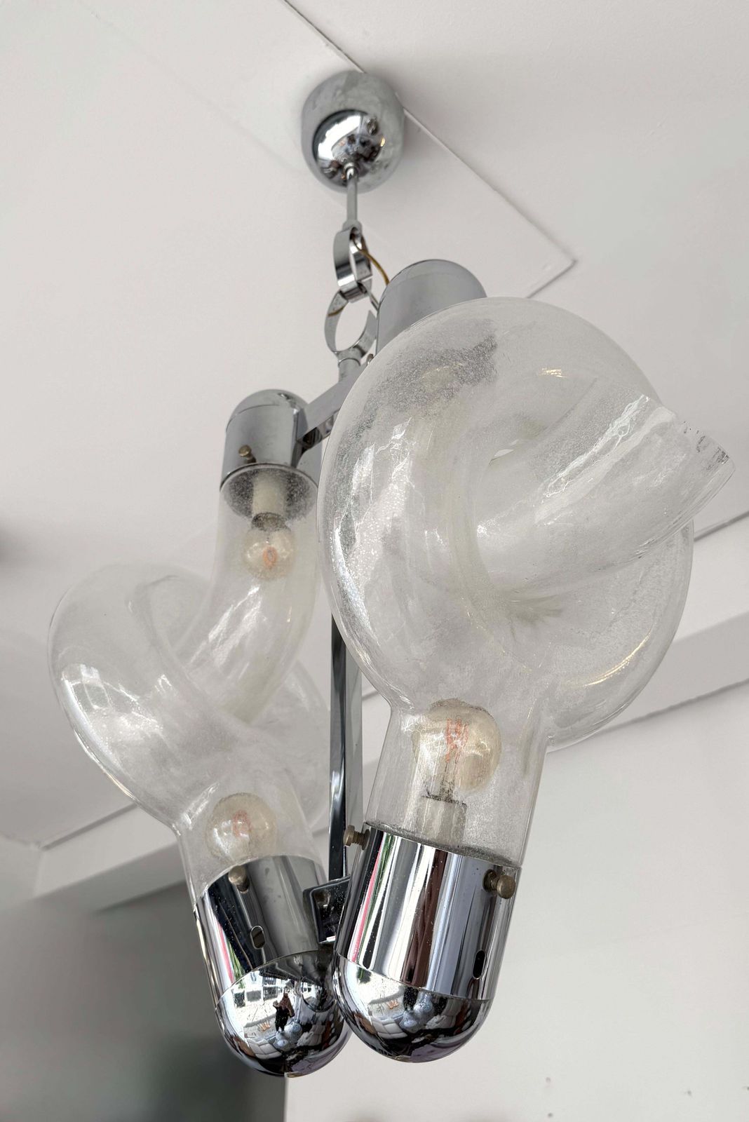 Pendant Lighting Murano Glass And Metal By Aldo Nason For Mazzega, Italy, 1970s photo vintage