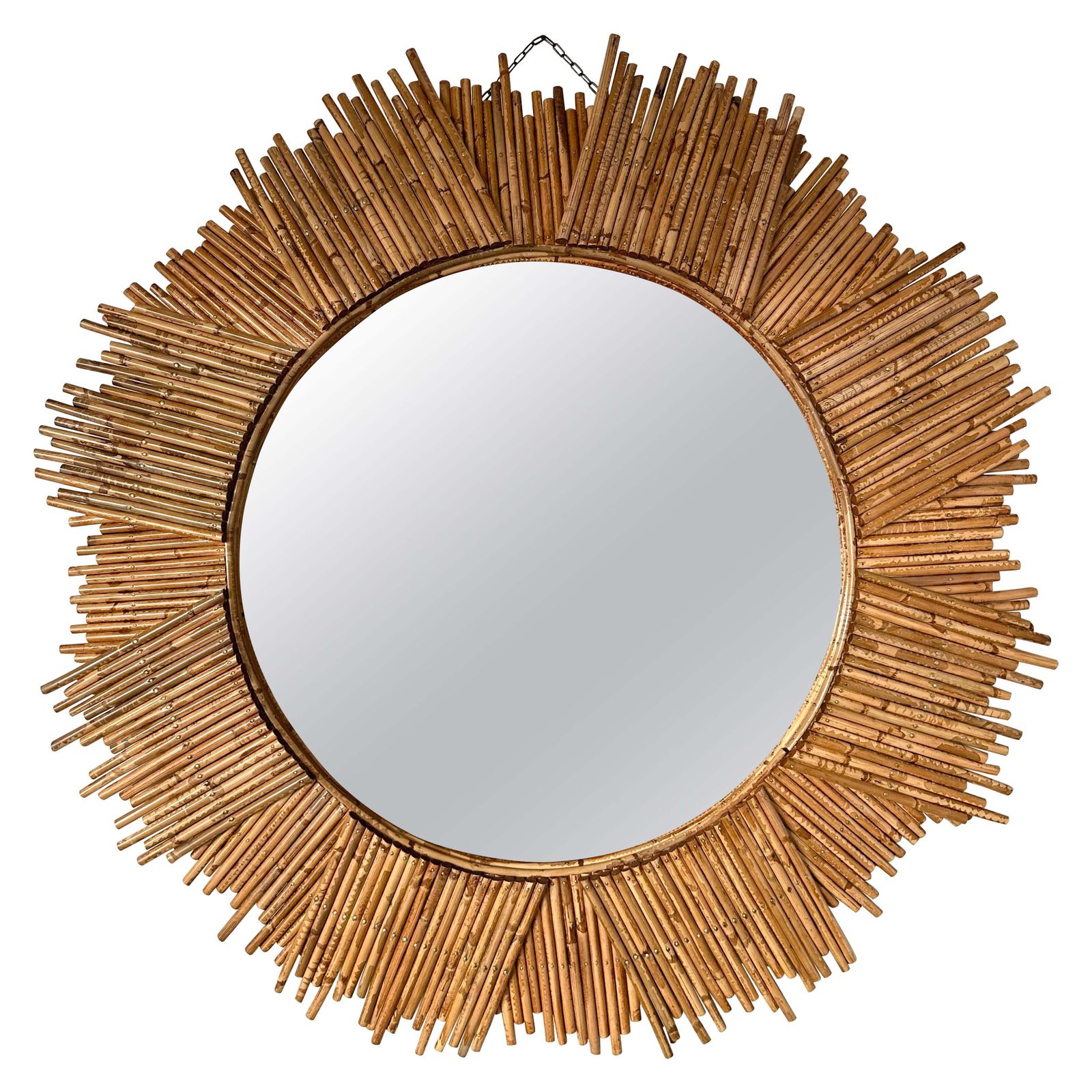 Rattan Sun Mirror By Vivai Del Sud. Italy, 1970s