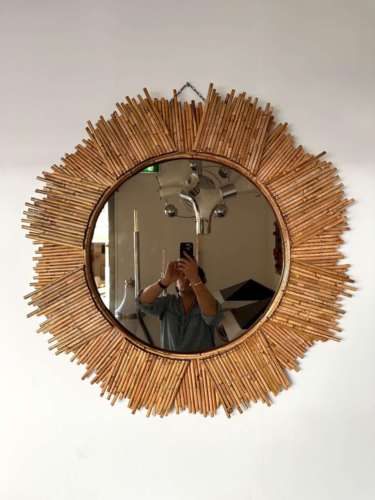 Rattan Sun Mirror By Vivai Del Sud. Italy, 1970s photo furniture