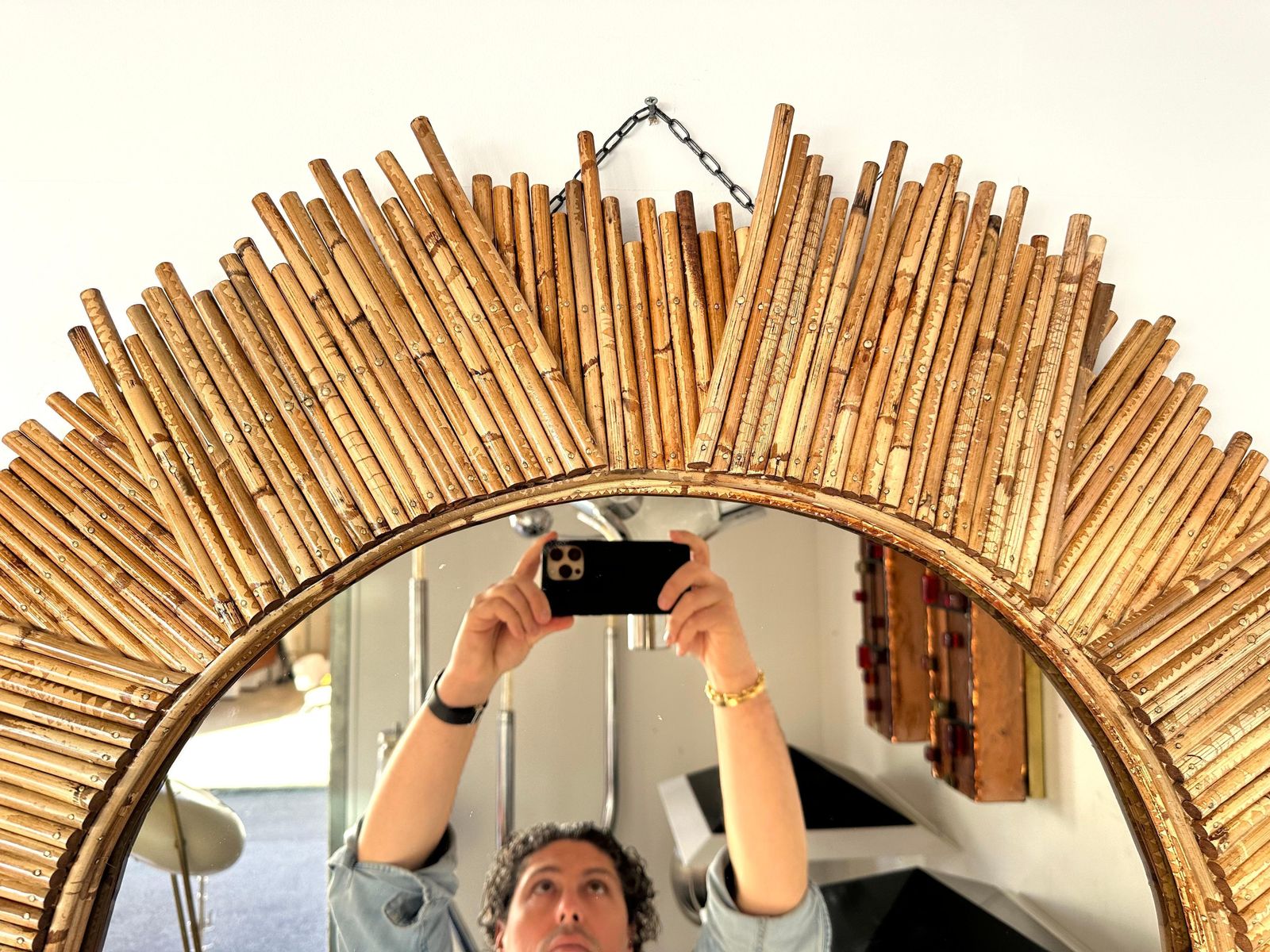 Rattan Sun Mirror By Vivai Del Sud. Italy, 1970s photo buy