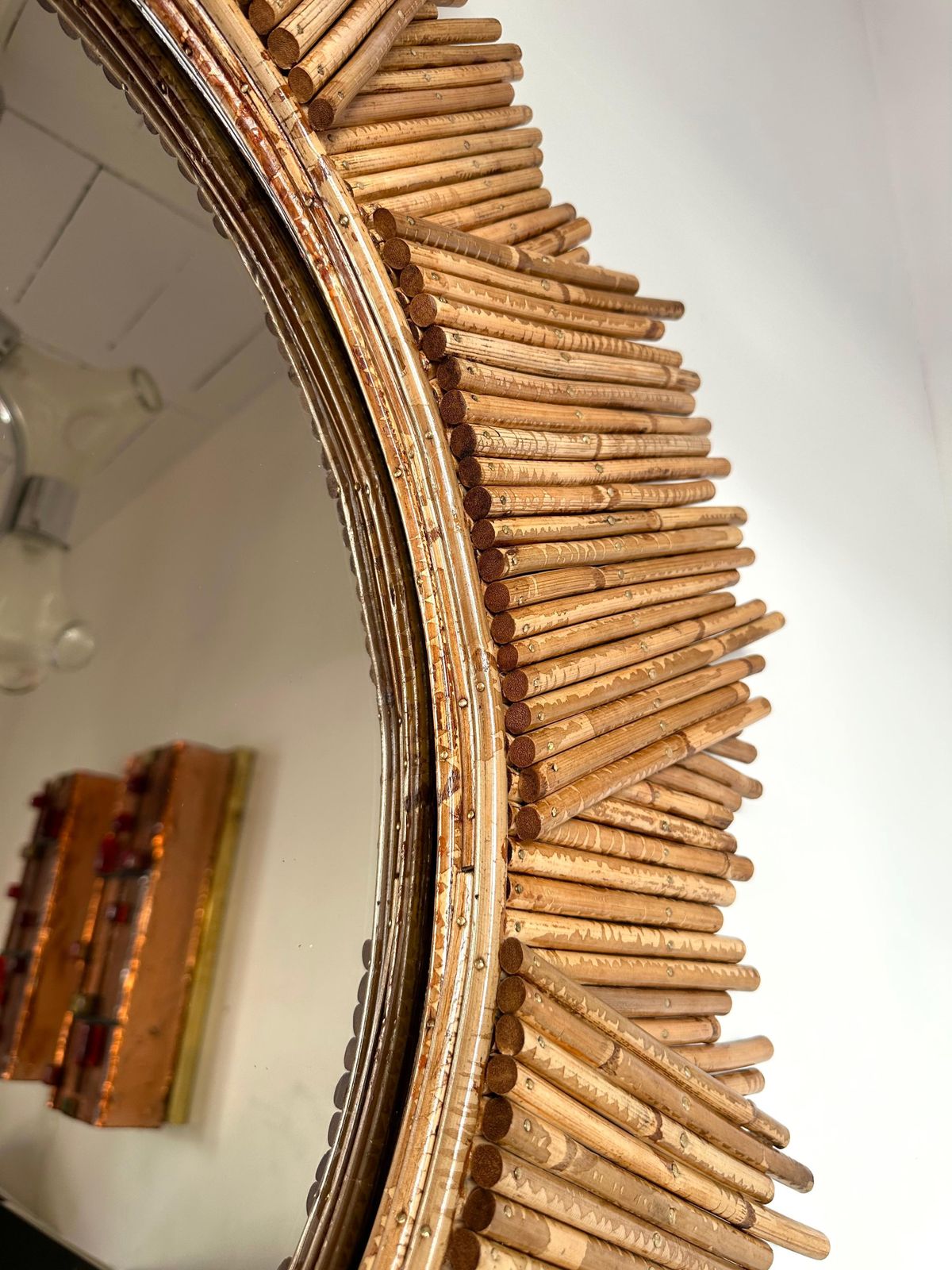 Home Decor Rattan Sun Mirror By Vivai Del Sud. Italy, 1970s photo