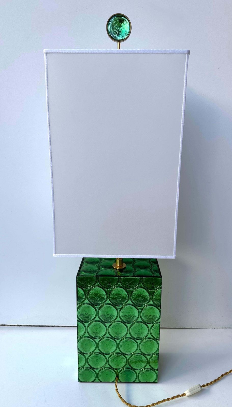 Contemporary Pair Of Brass And Murano Glass Lamps By Roberto Giulio Rida, Italy photo buy