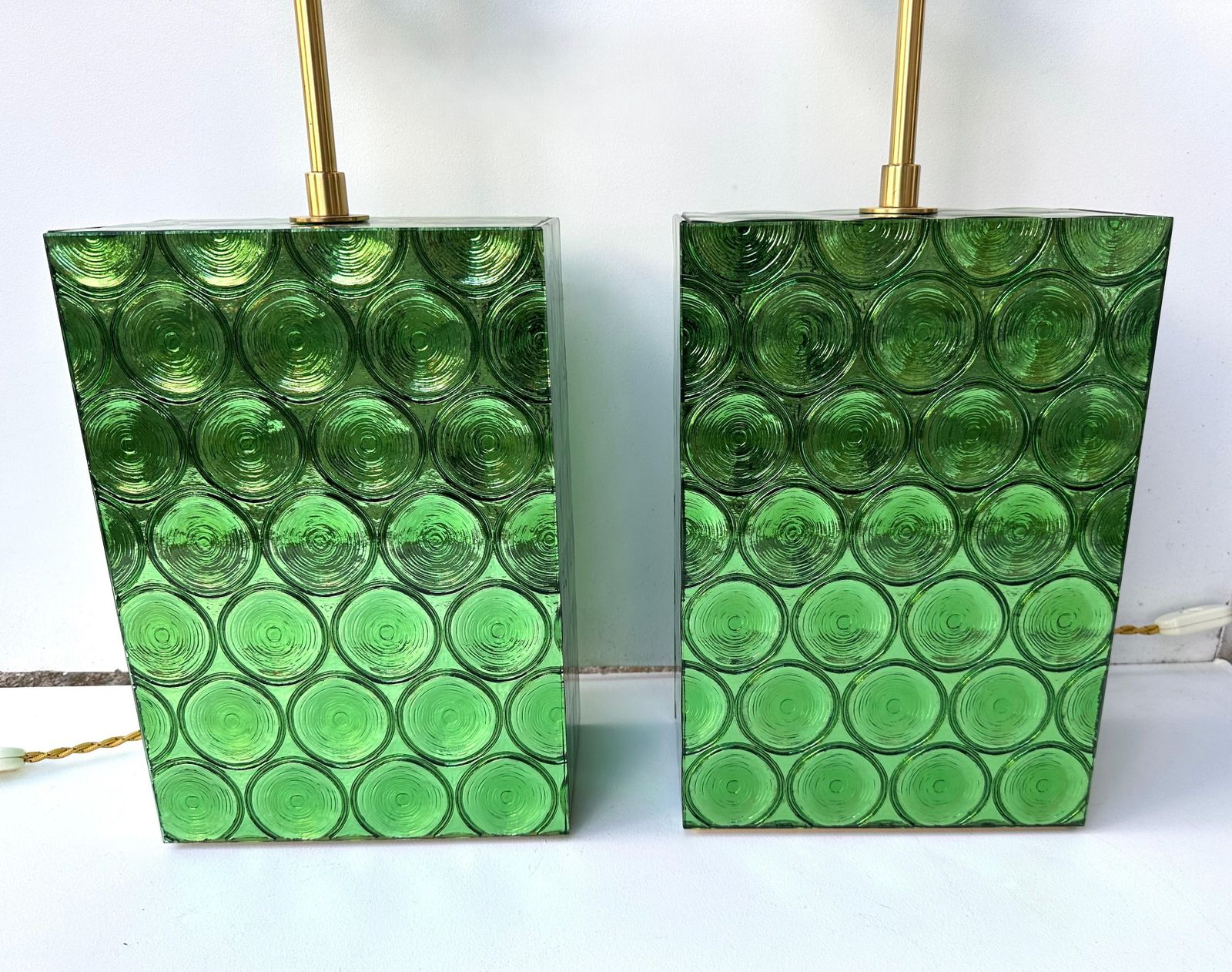 Lighting Contemporary Pair Of Brass And Murano Glass Lamps By Roberto Giulio Rida, Italy photo