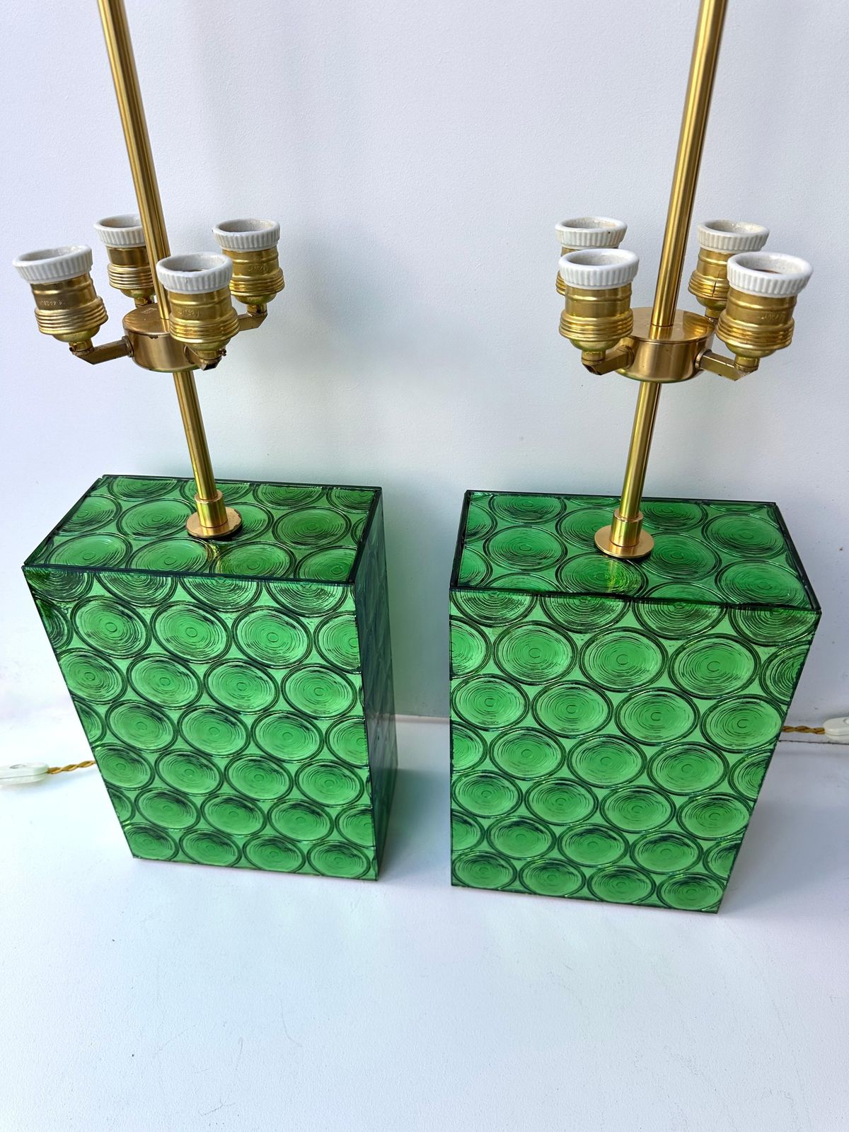 6894.0 Contemporary Pair Of Brass And Murano Glass Lamps By Roberto Giulio Rida, Italy photo