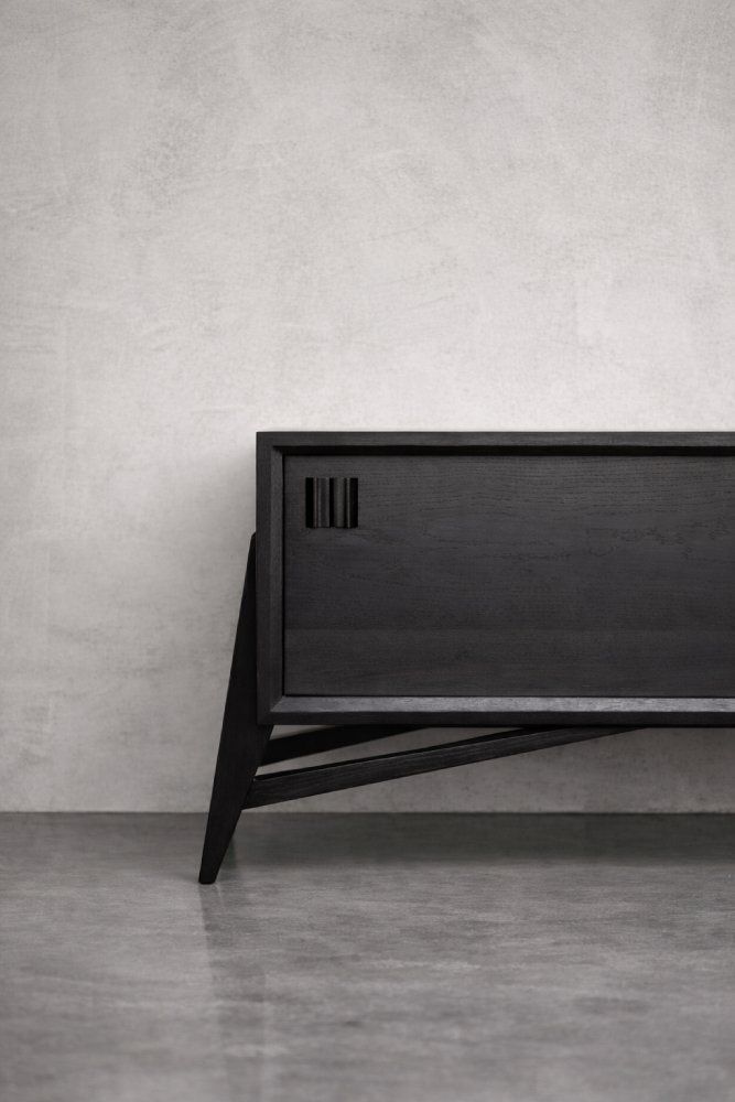 Mid Century Scandinavian Modern Dark Oak Sideboard With Wooden Handles, 1960s photo for sale