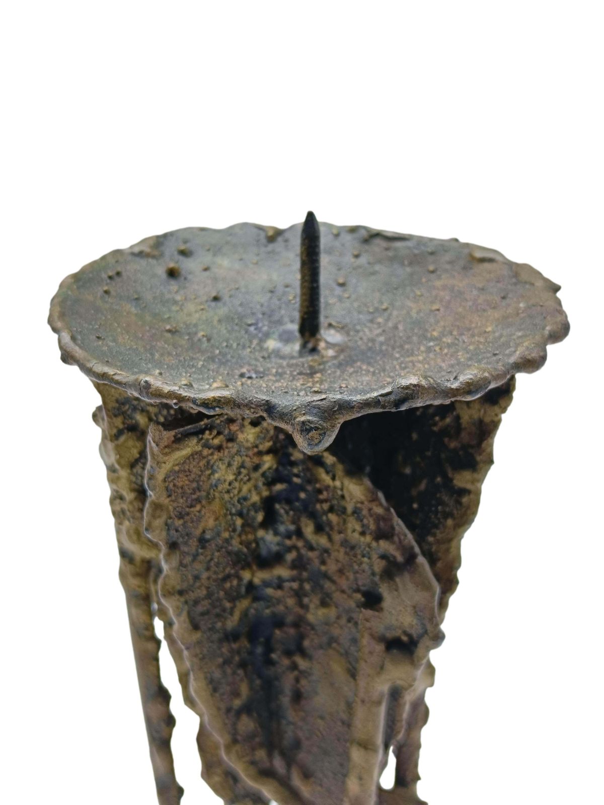 Brutalist Candleholder In Cast Metal, Italy 1950s photo Home Decor
