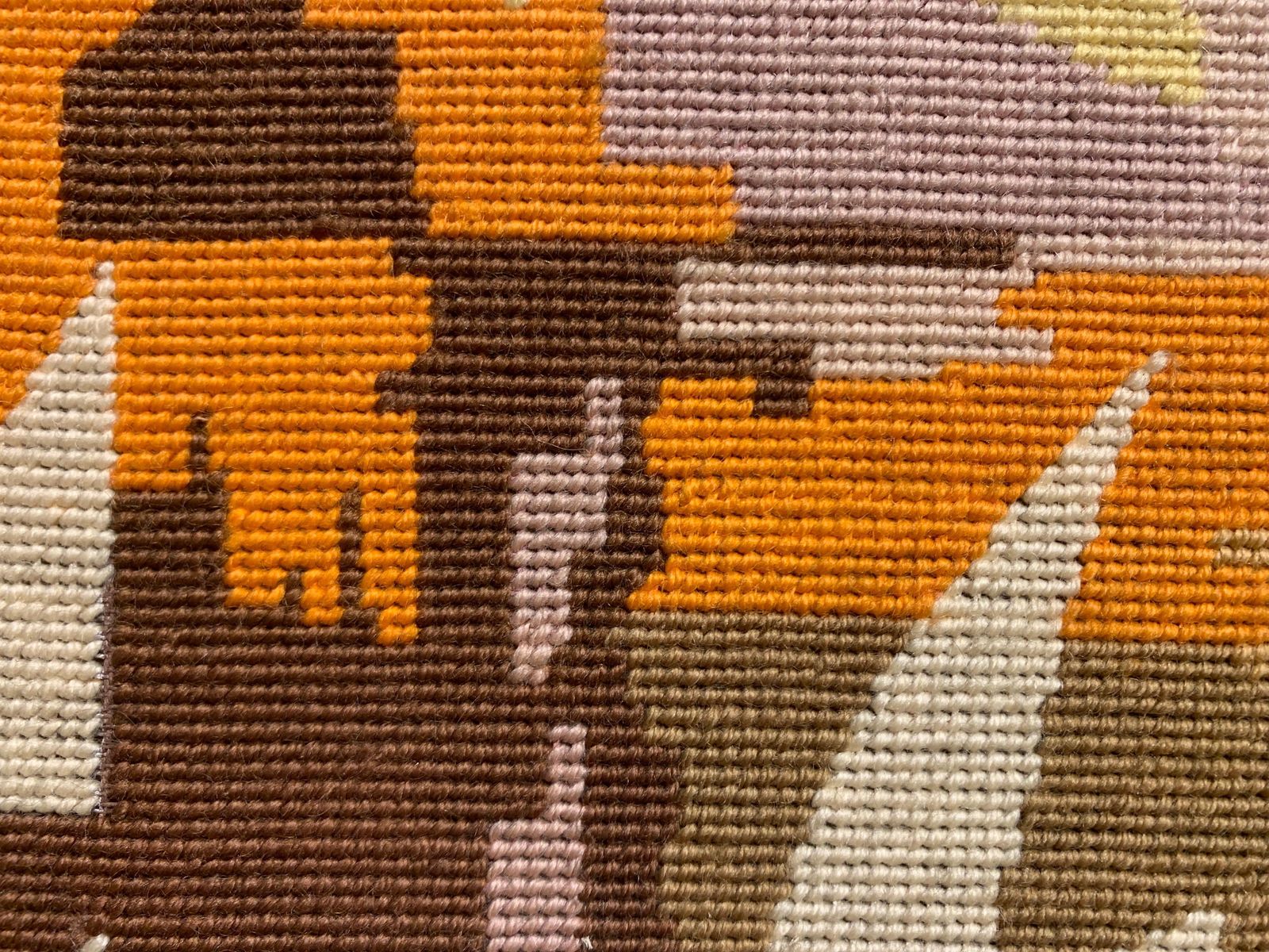 Mid Century Modern Wool Tapestry, Signed Duprez, French, 73x102 Cm photo vintage