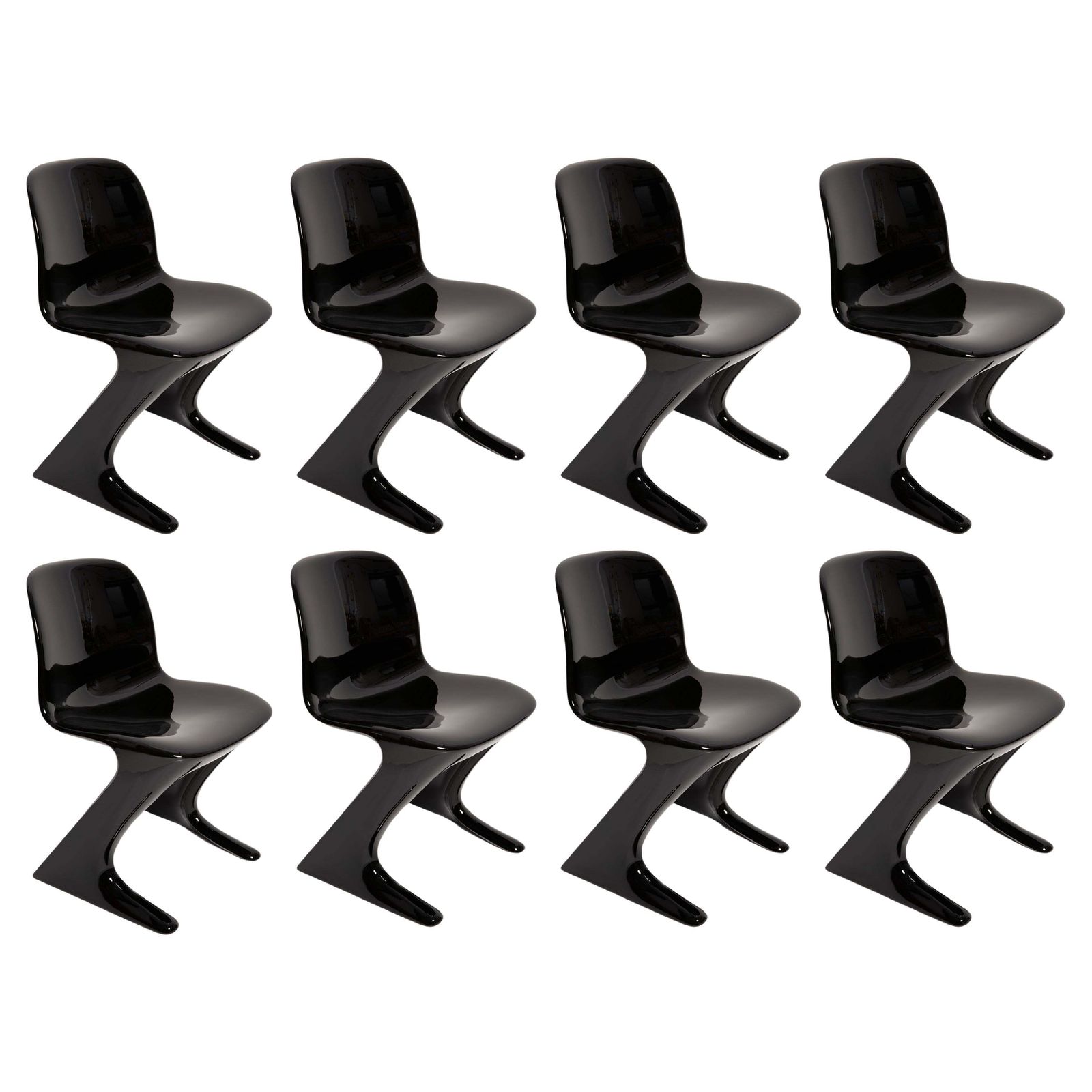 Eight Mid Century Black Kangaroo Chairs Designed By Ernst Moeckl, Germany, 1960s