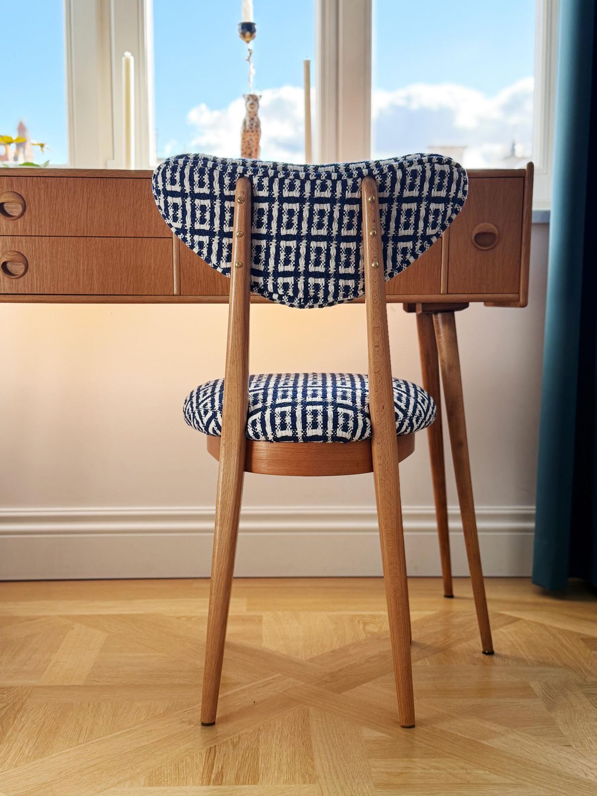 Set Of Eight Mid Century Heart Chairs In Hsh Jacquard By Dedar, Europe, 1960s photo Furniture