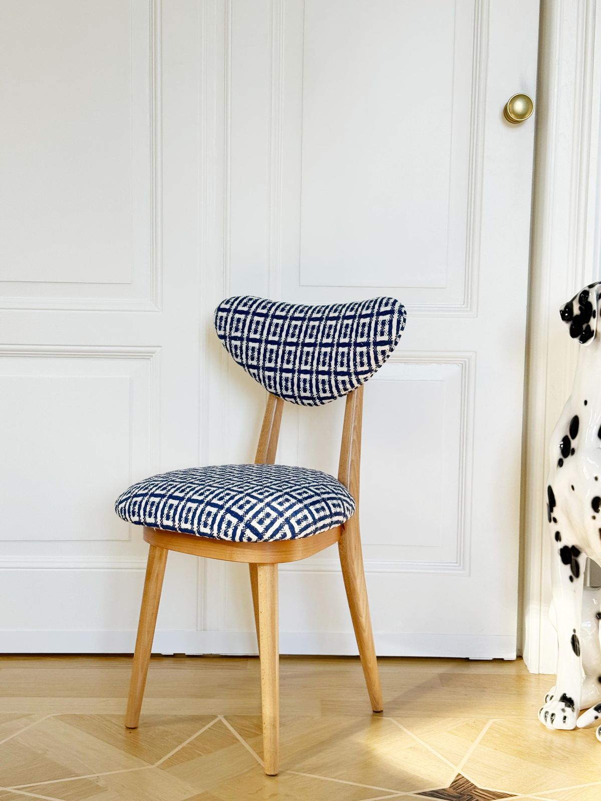 Set Of Eight Mid Century Heart Chairs In Hsh Jacquard By Dedar, Europe, 1960s photo vinterior