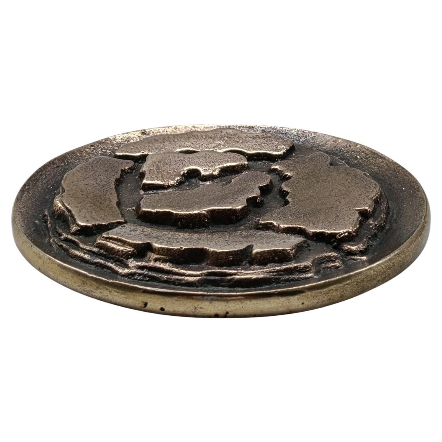 Gino Marotta Decotive Bronze Medallion "La Rosa Sibillina," Signed, 2000s