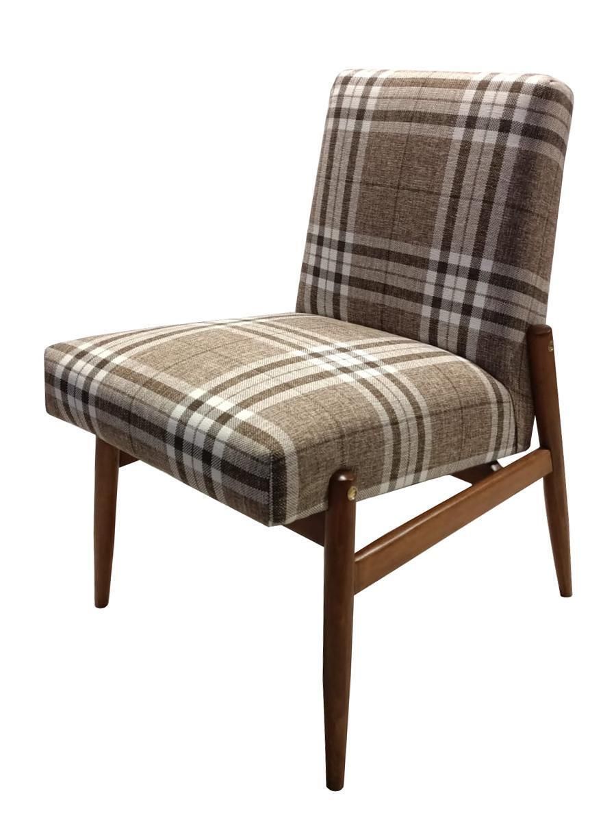Pair Of Mid Century Beige Checkered Fabric Armchairs, Europe, 1960s photo vinterior