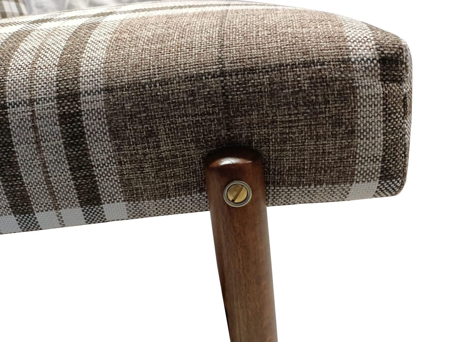 Pair Of Mid Century Beige Checkered Fabric Armchairs, Europe, 1960s photo buy