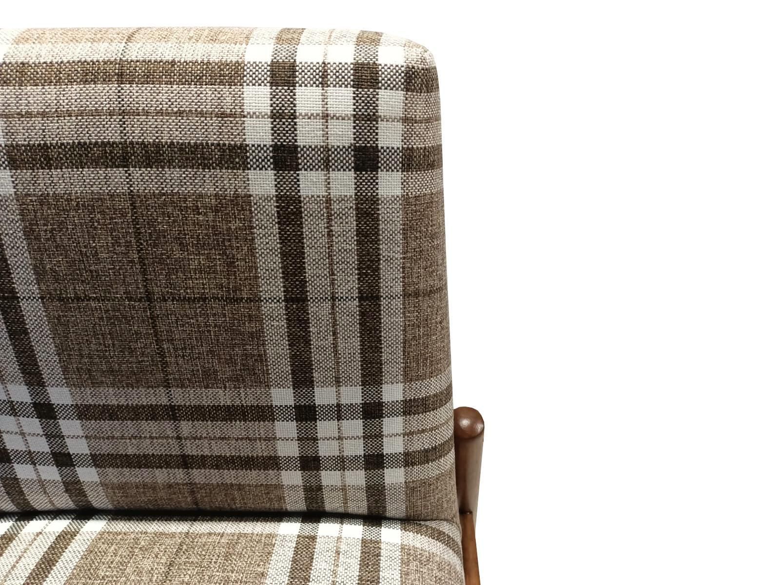 photo for sale Pair Of Mid Century Beige Checkered Fabric Armchairs, Europe, 1960s