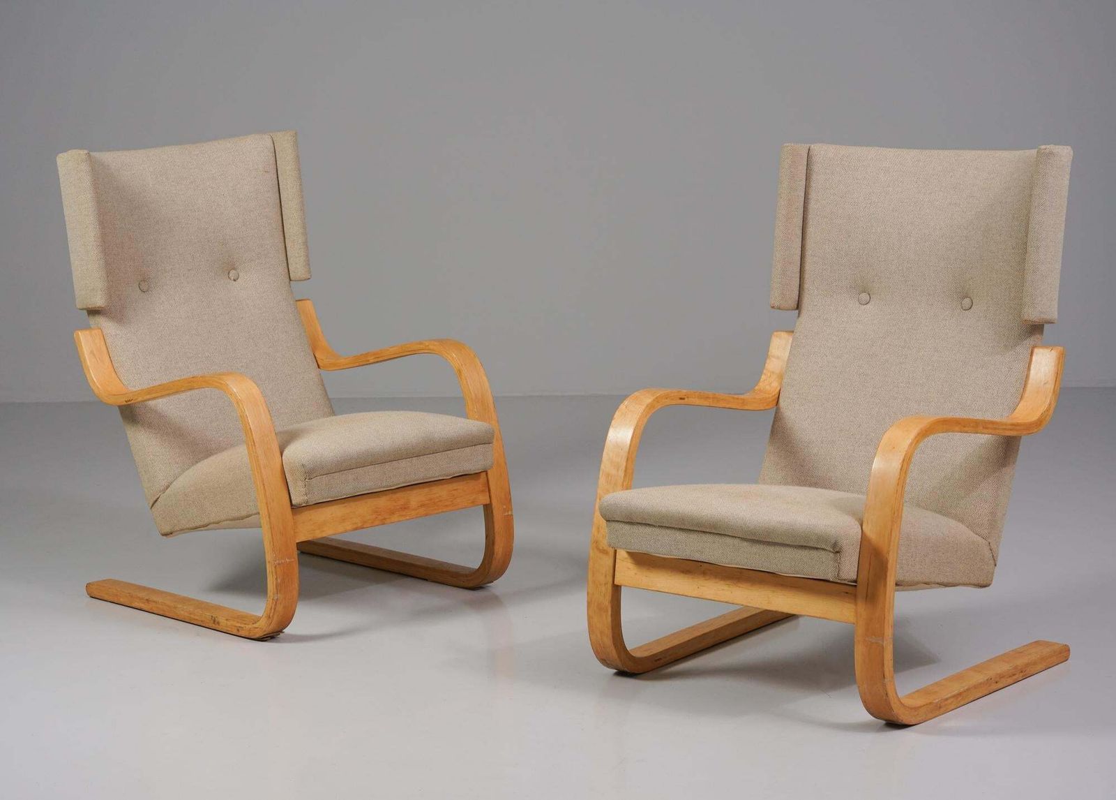 Pair Of Model 401 Armchairs, Alvar Aalto, Oy Huonekalu  Ja Rakennustyötehdas Ab photo for sale