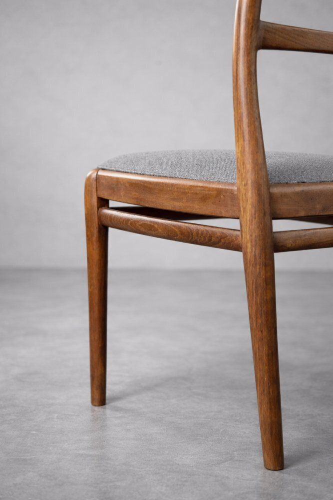 3196.0 Mid Century Modern Danish Teak & Grey Fabric Chairs, 1960s, Set Of 4 photo