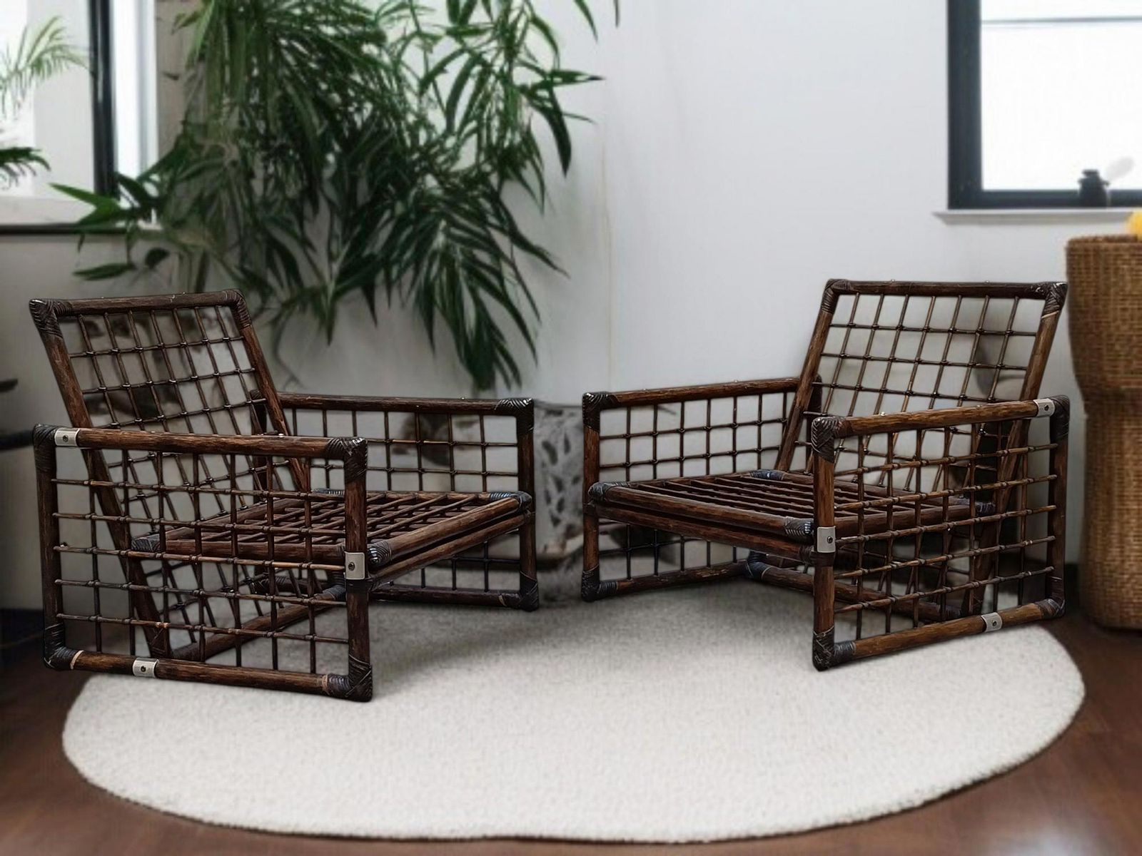 photo furniture Afra & Tobia Scarpa Pair Of Armchairs From The Basilan Series, Italy 1970s