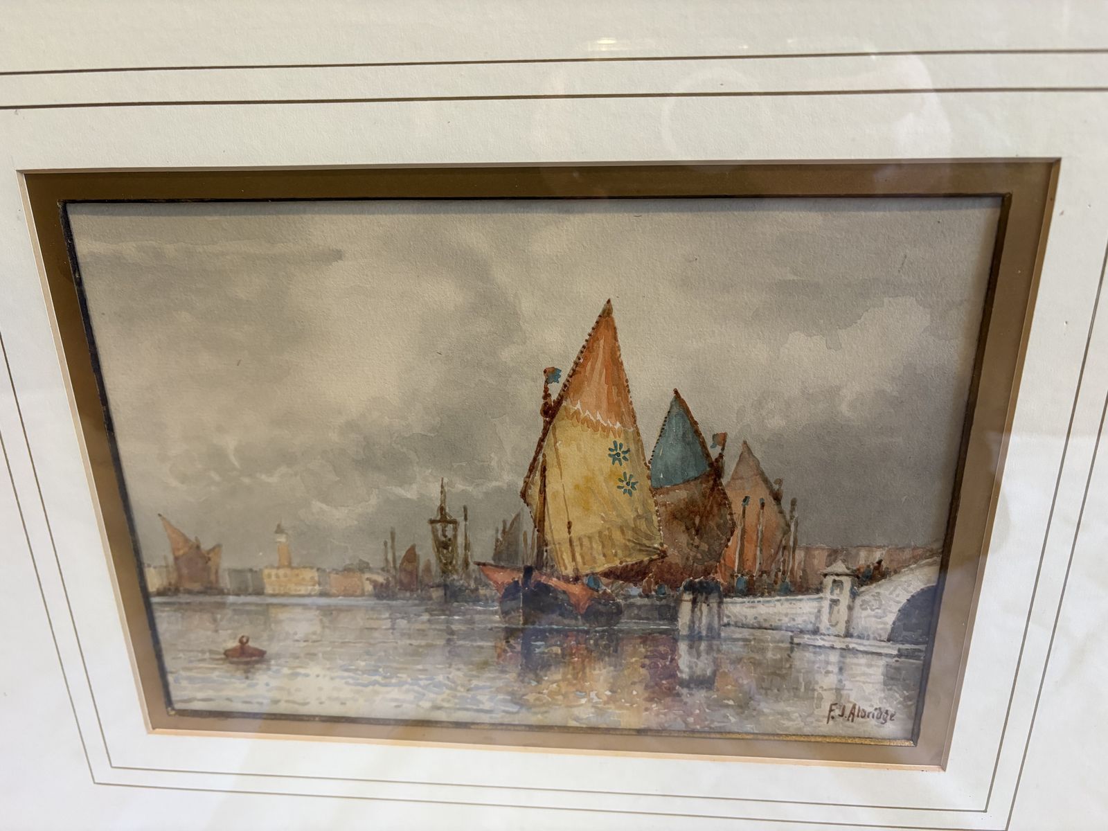 Watercolour Of The Grand Canal Venice By F J Aldridge (1850 1933) photo vinterior