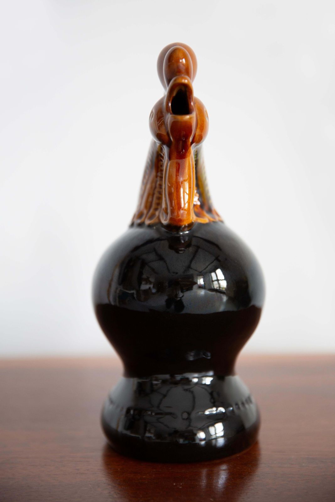 194.0 Mid Century Brown Cock Decanter Carafe, Ceramic, Europe, 1960s photo
