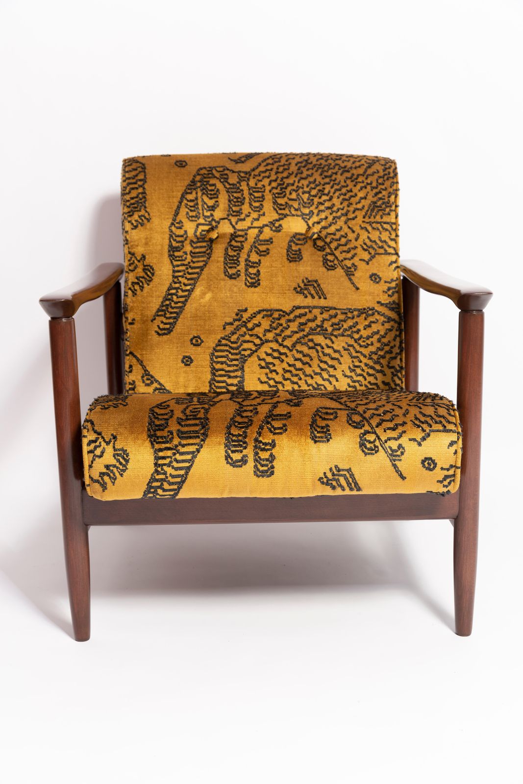 Pair Of Midcentury Tiger Velvet Armchairs, Gfm 142, Edmund Homa, Europe, 1960s photo vintage