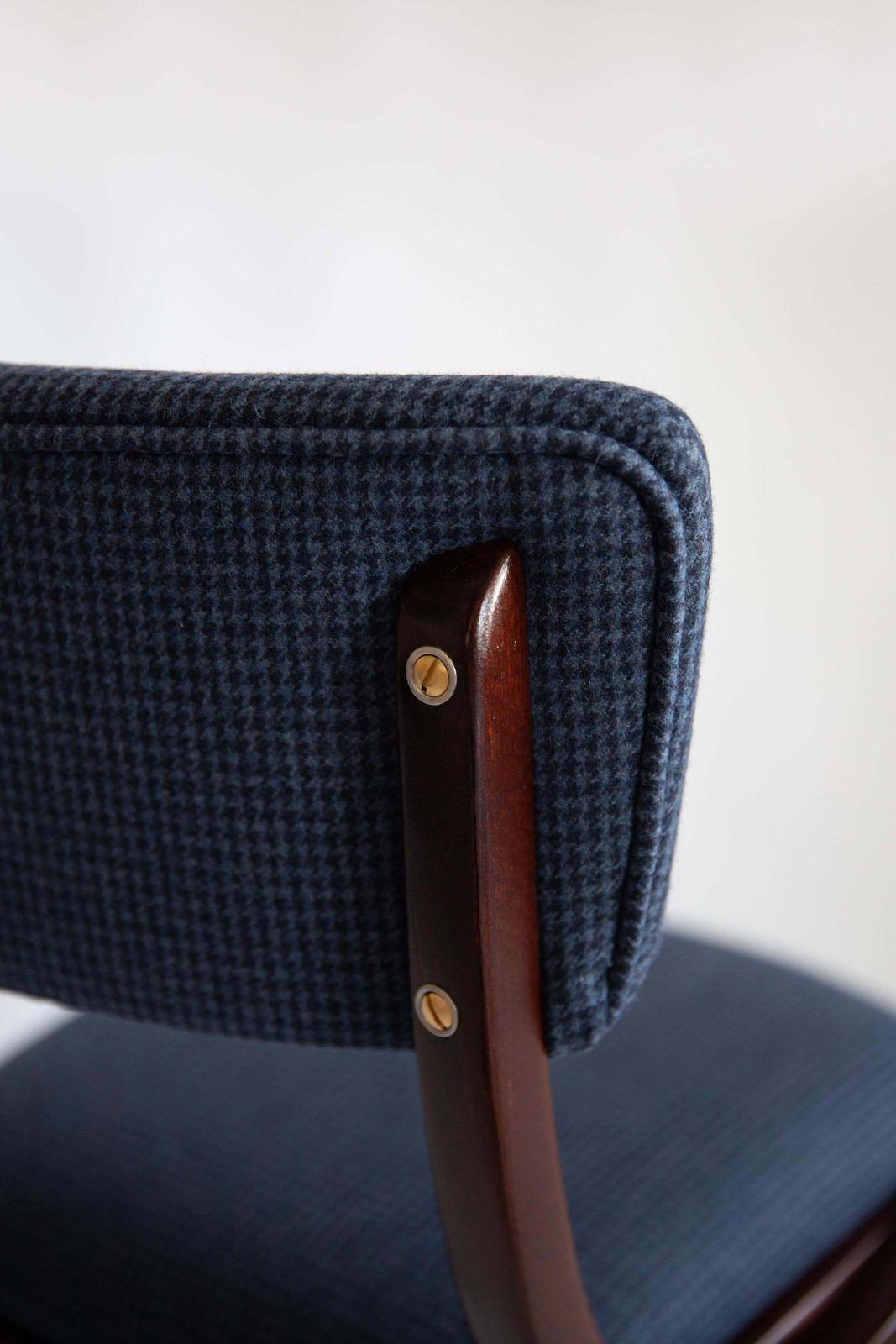 907.0 Mid Century Modern Bumerang Chair, Navy Cheerful Check Wool, Poland, 1960s photo