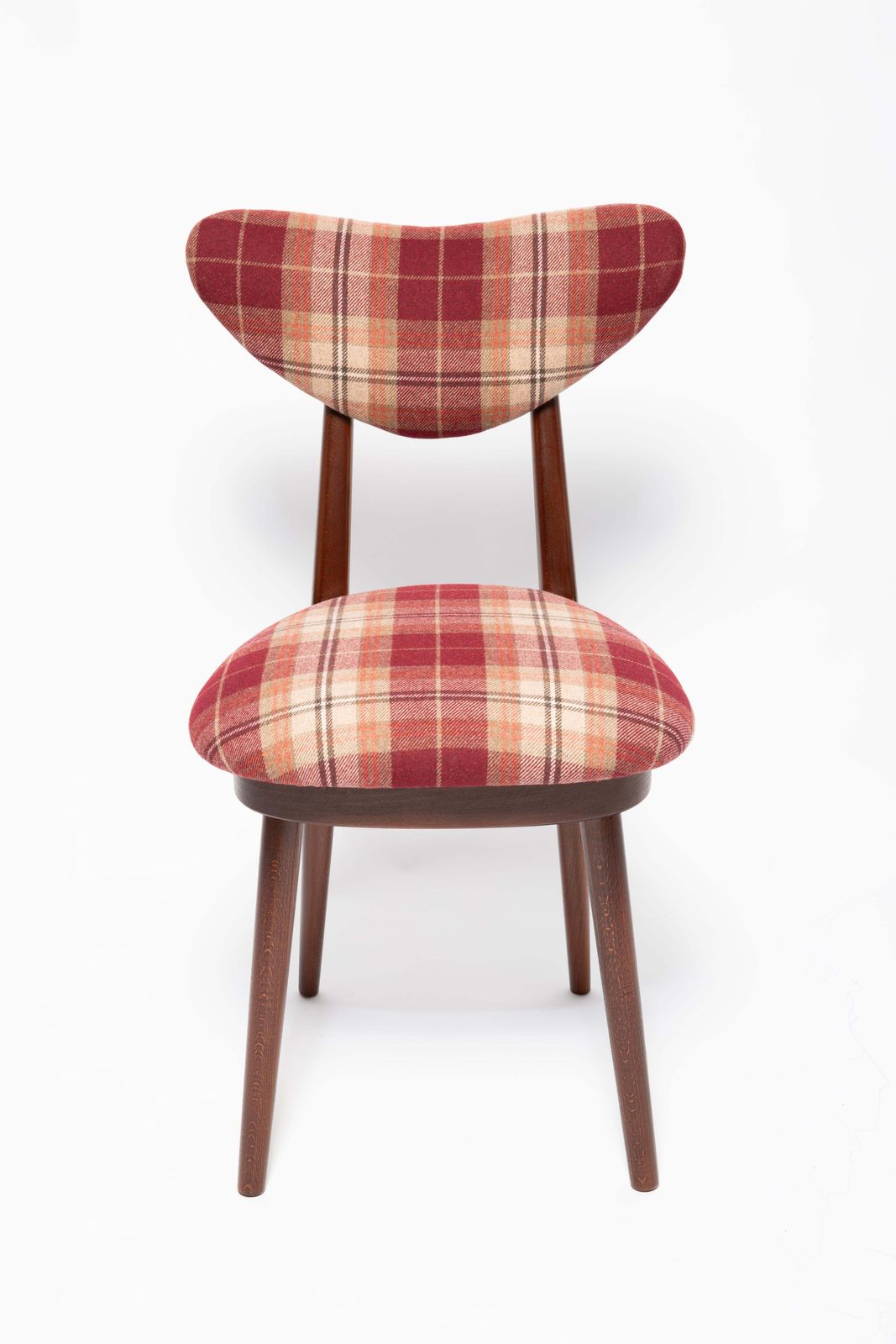 Mid Century Red Wine Classic Scottish Pattern Heart Chair, Europe, 1960s photo Furniture